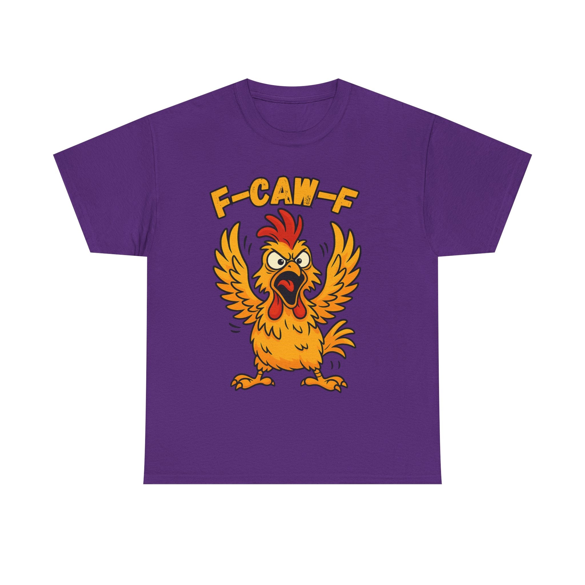 F-Caw-F Chicken Unisex Heavy Cotton Tee, Funny Graphic Tee, Animal Lover Gift, Quirky Shirt, Casual Wear, Birthday Surprise