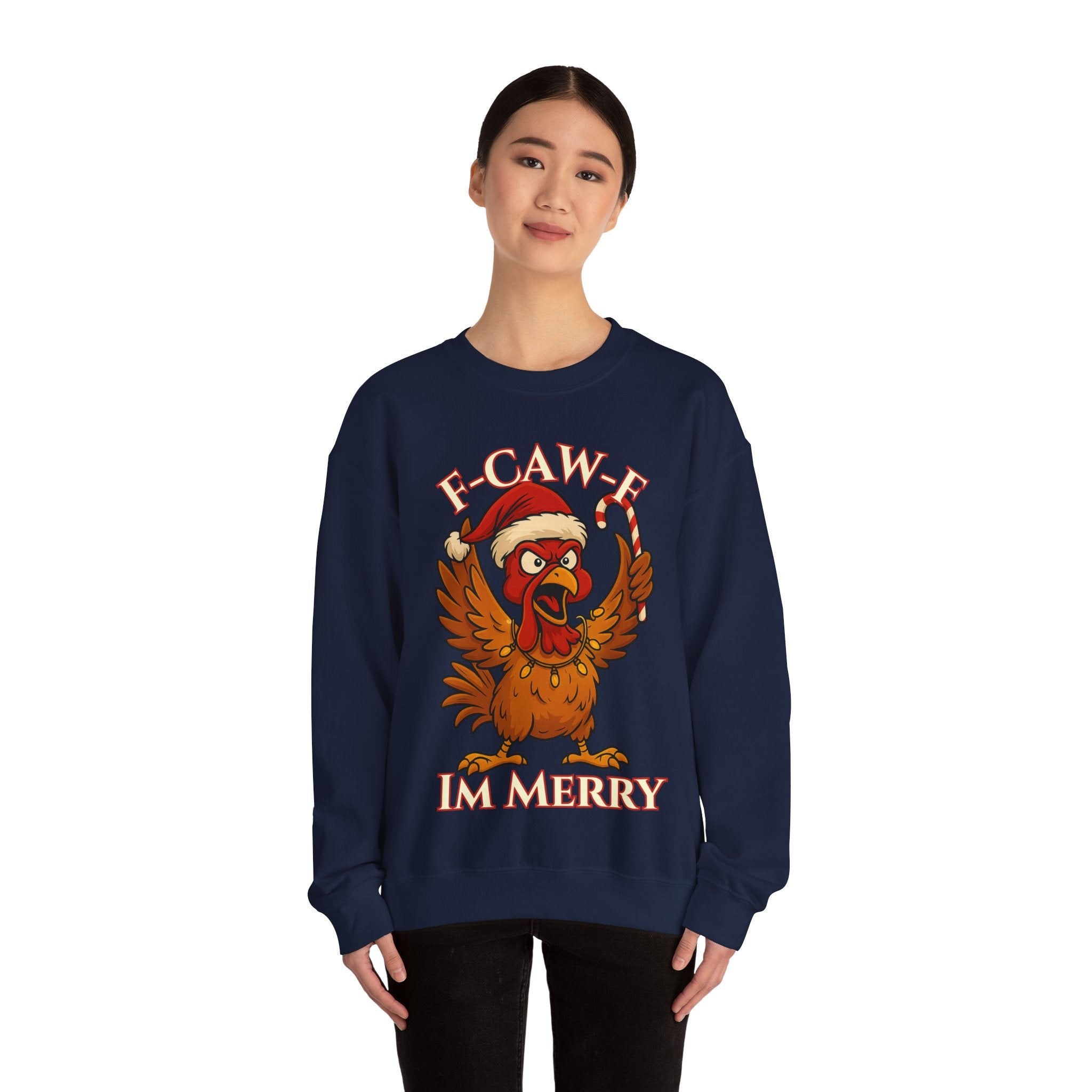 Funny Christmas Sweatshirt - 'F-Caw-F I'm Merry' Unisex Crewneck