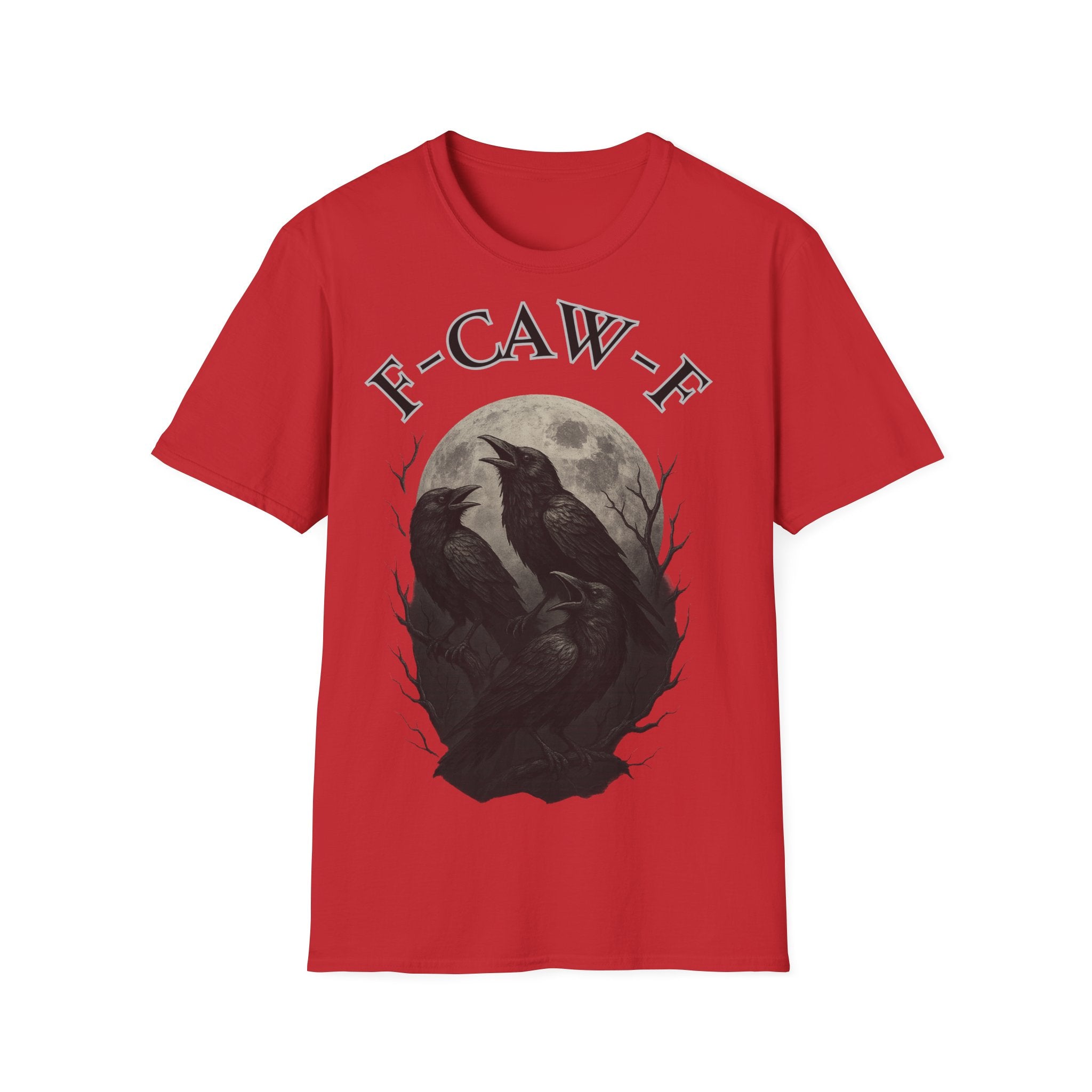 F-Caw-F Raven Graphic T-Shirt, Unisex Softstyle Tee, Gothic Apparel, Halloween, Wearable Art, Gift for Bird Lovers, Casual Style