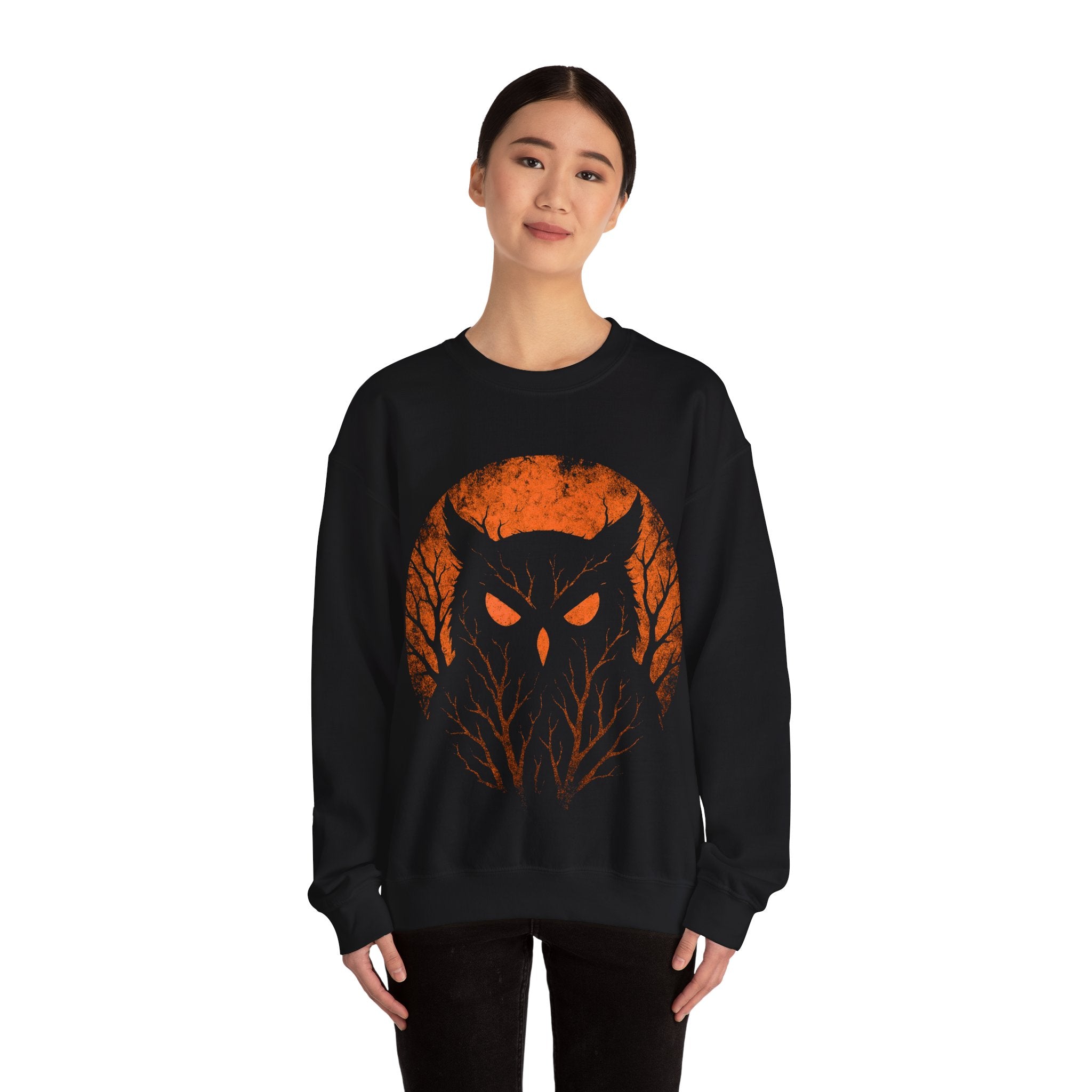 Mysterious Owl Crewneck Sweatshirt for Fall Celebrations