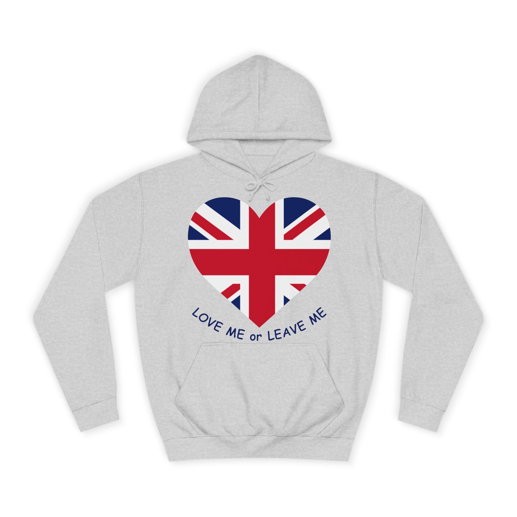 Unisex College Hoodie with British Heart Design, Cozy Casual Wear, Perfect for Gifts, College Events, and Everyday Style