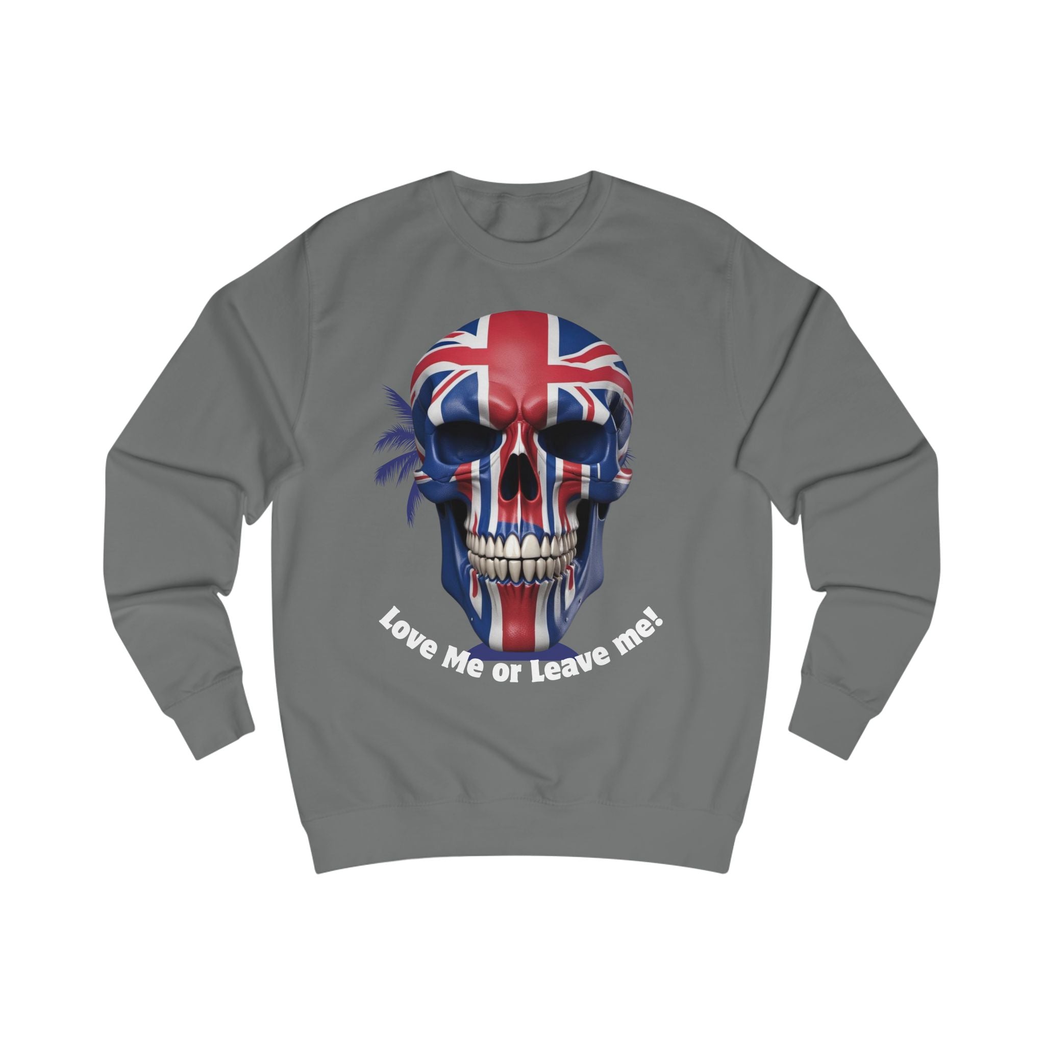 Edgy Skull Sweatshirt, Unisex Pullover, Love Me or Leave Me Graphic, Alternative Fashion, Halloween Gift, Casual Streetwear