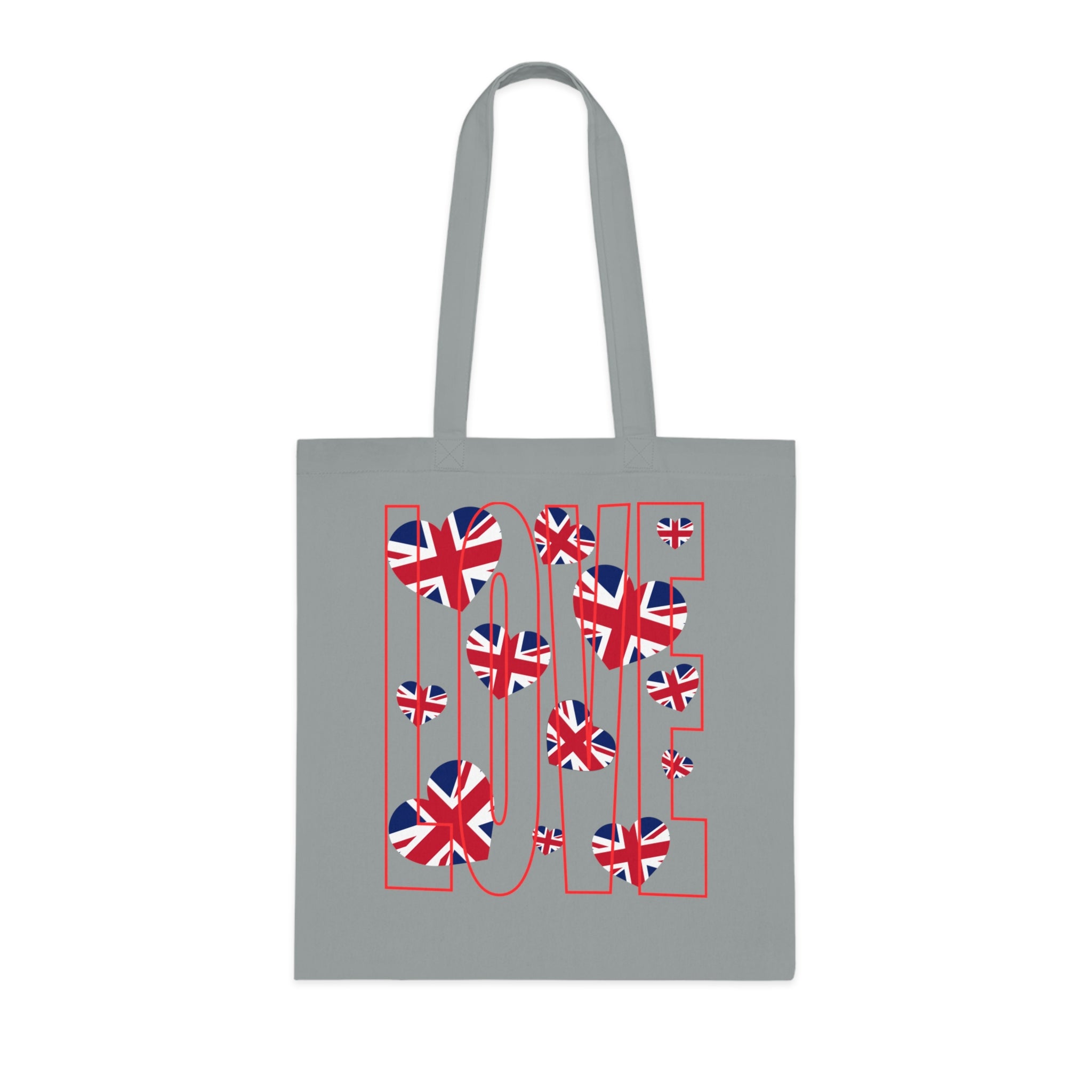 Union Jack Love Tote Bag | Stylish Reusable Cotton Canvas | Perfect for Shopping, Gifts, or Celebrations