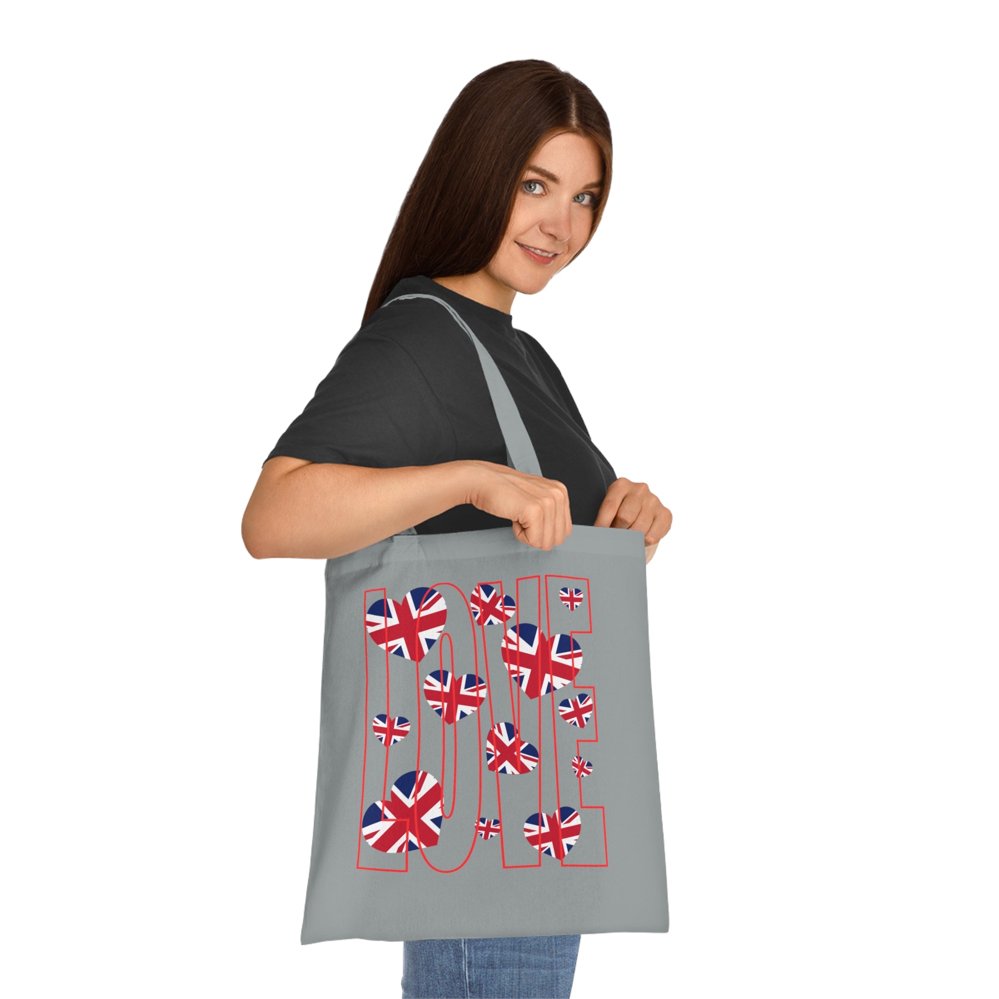 Union Jack Love Tote Bag | Stylish Reusable Cotton Canvas | Perfect for Shopping, Gifts, or Celebrations