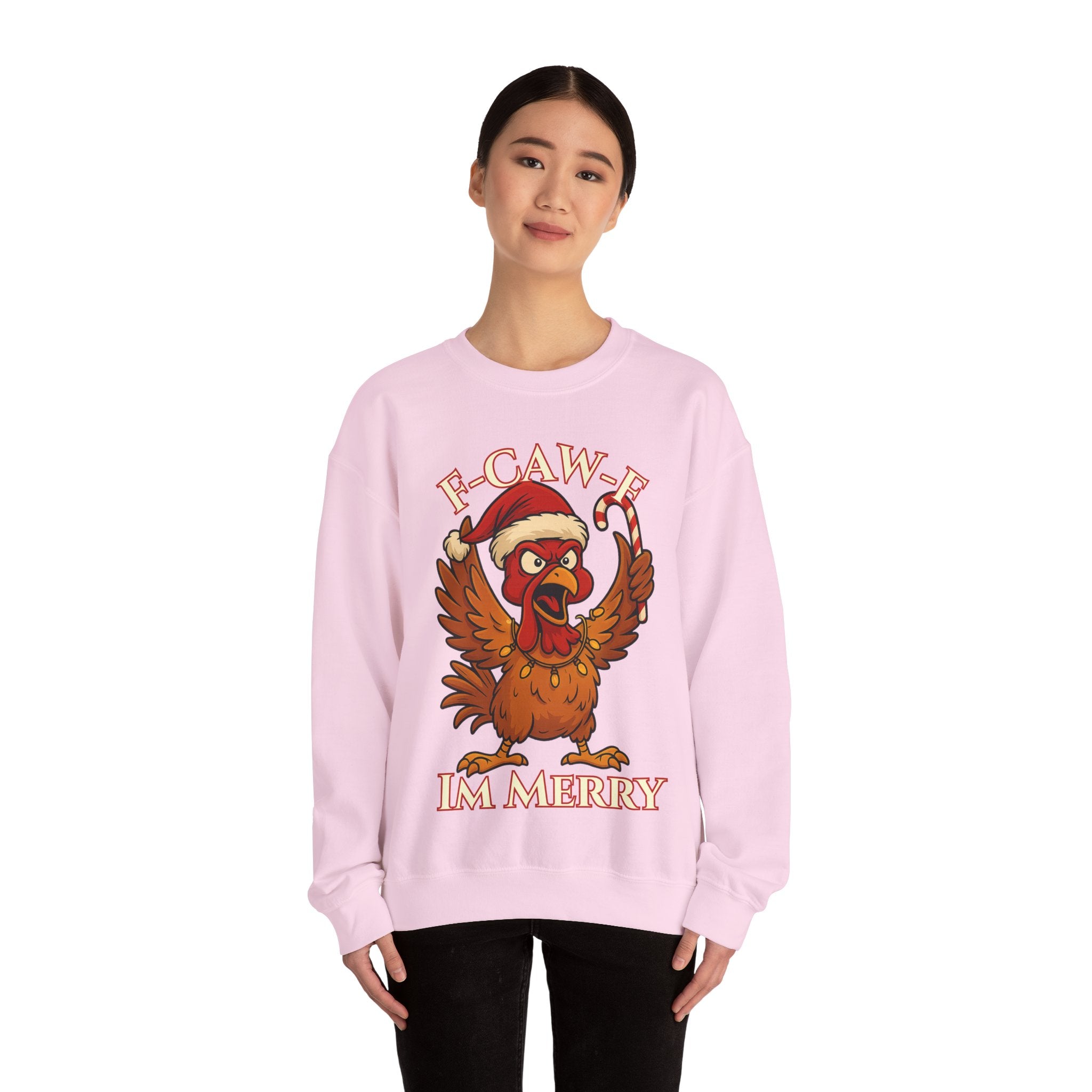 Funny Christmas Sweatshirt - 'F-Caw-F I'm Merry' Unisex Crewneck