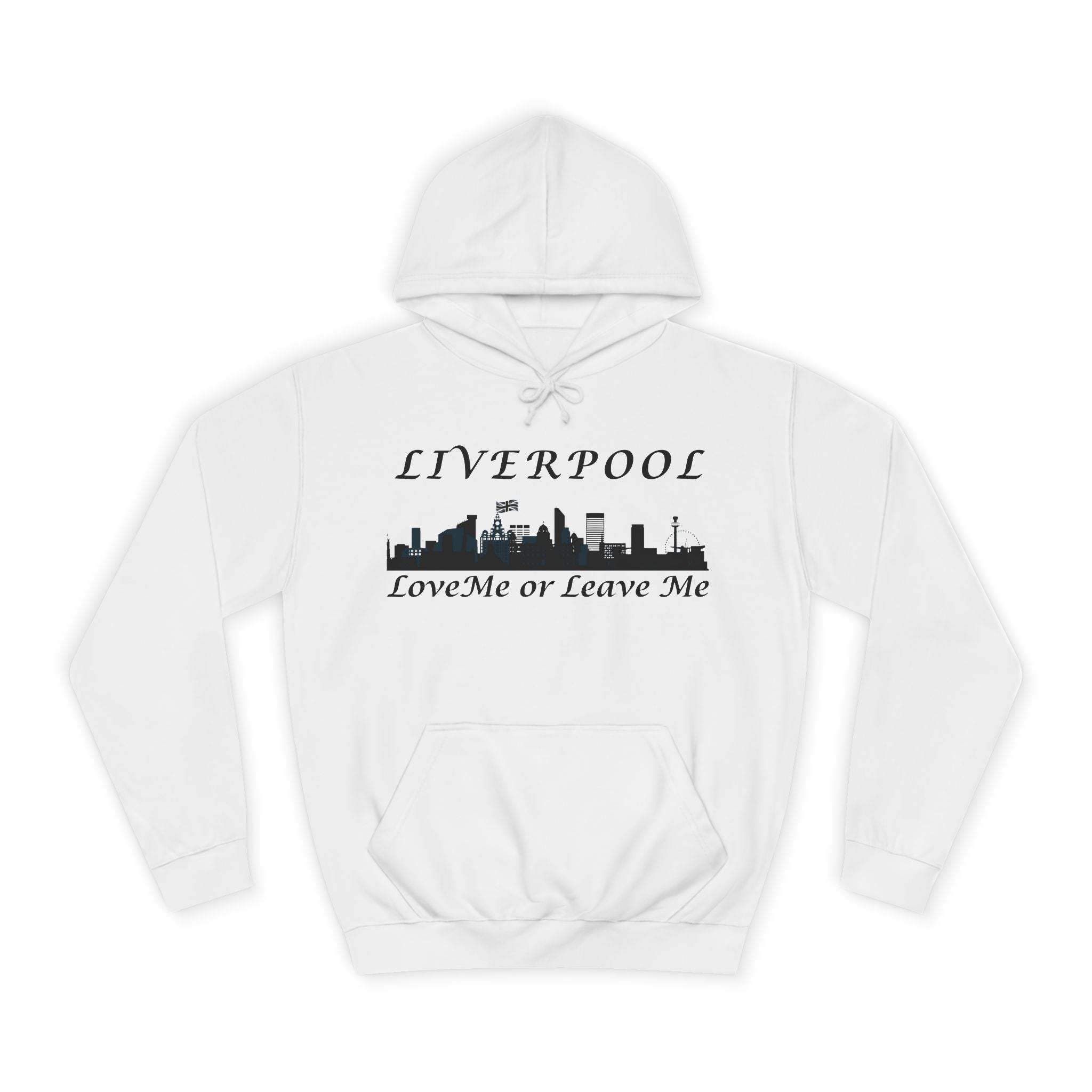 Liverpool Skyline Love or Leave Unisex College Hoodie, Cozy Sweatshirt, Perfect for College, Liverpool Fans, Casual Wear