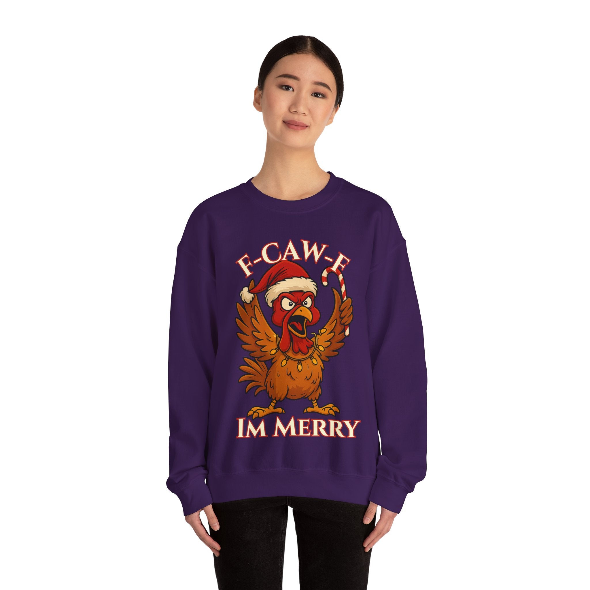 Funny Christmas Sweatshirt - 'F-Caw-F I'm Merry' Unisex Crewneck