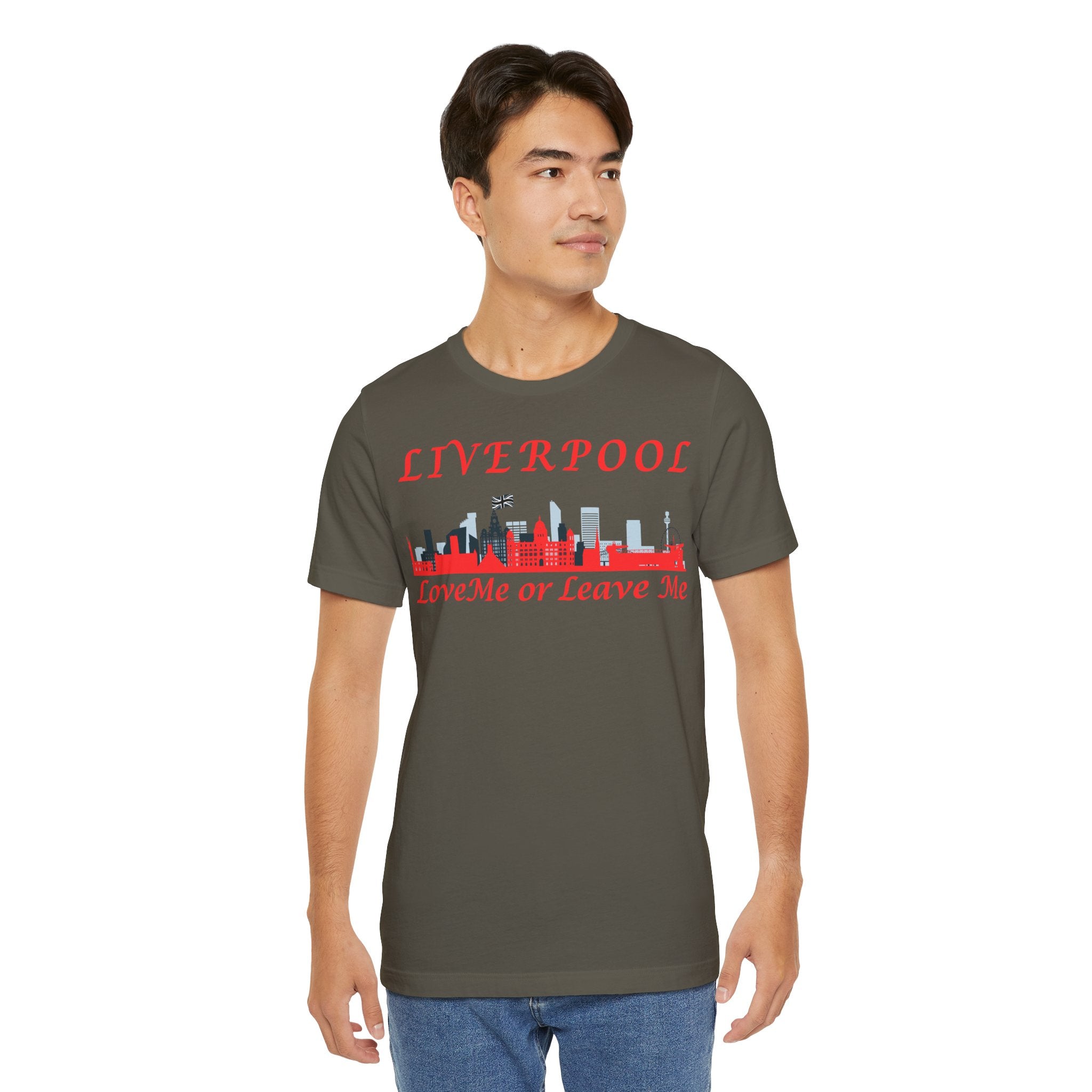 Love Liverpool. Liverpool Skyline Tee - Love Me or Leave Me, Unisex Short Sleeve Shirt, Gift for Liverpool Fans, City Pride Apparel, Casual Wear
