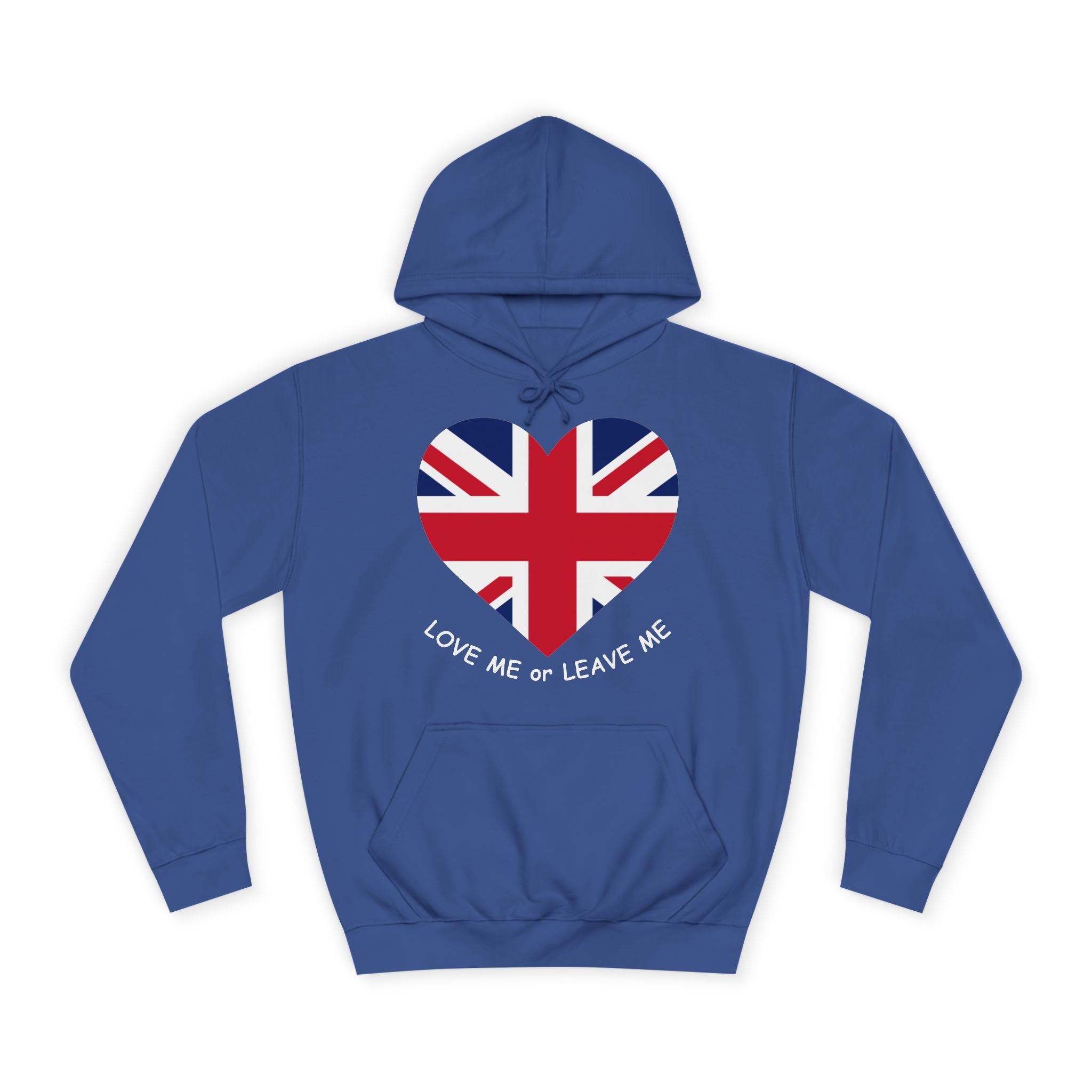 Union Jack Love Hoodie, Cozy College Sweatshirt, UK Flag Apparel, Gift for Students, British Theme Hoodie
