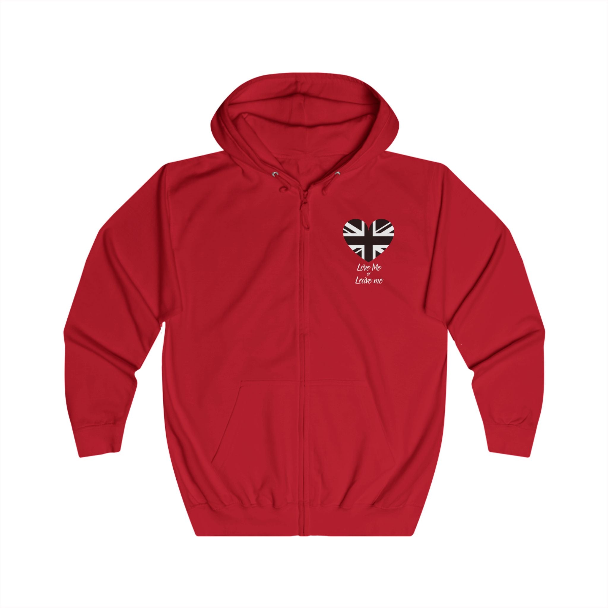 Patriotic Union Jack Love Zip Hoodie | Perfect Gift for Travelers, Fall Fashion, Casual Wear, British Pride, Love Theme