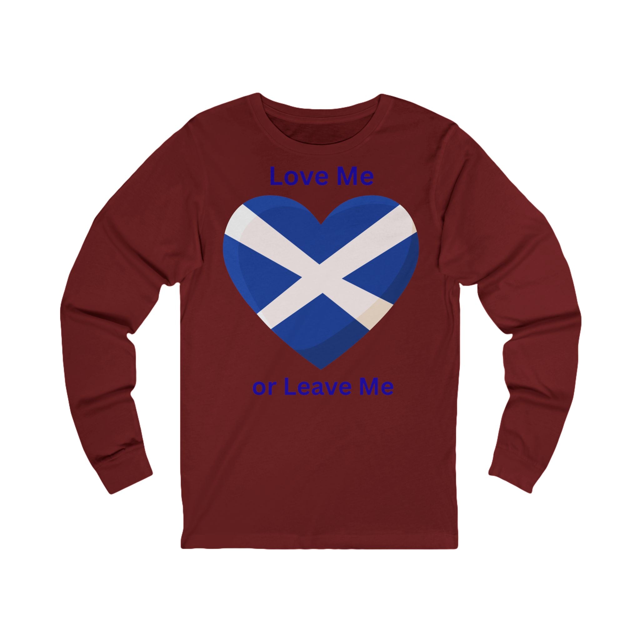Scotland Love Long Sleeve Tee, Unisex Jersey Tee, Scottish Pride Shirt, Heart Tee, Gift for Him/Her, Casual Wear