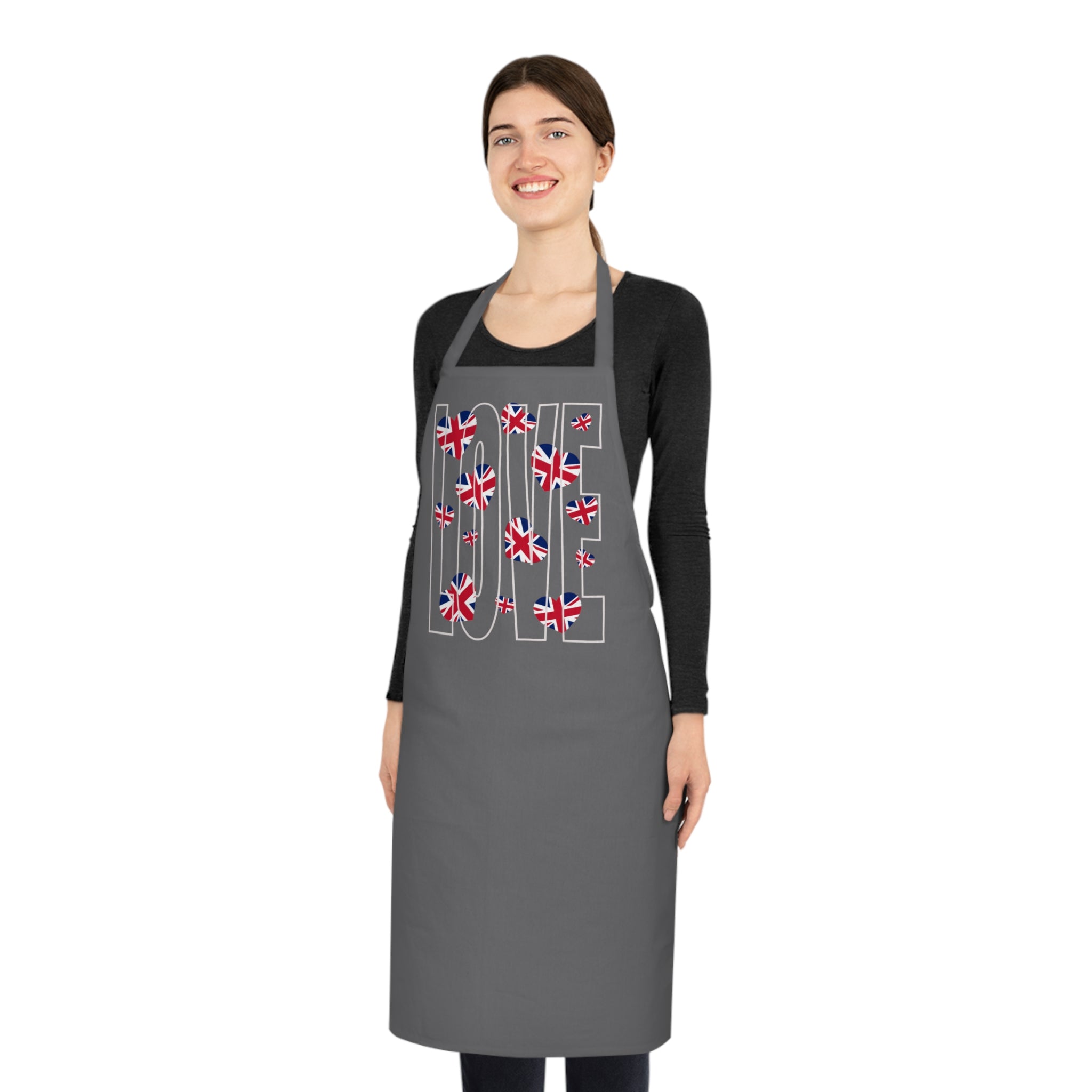 Love Britain-Inspired Cotton Apron, Perfect Gift for Chefs, Baking Enthusiasts, Valentine's Day, Kitchen Decor, Cooking Essentials