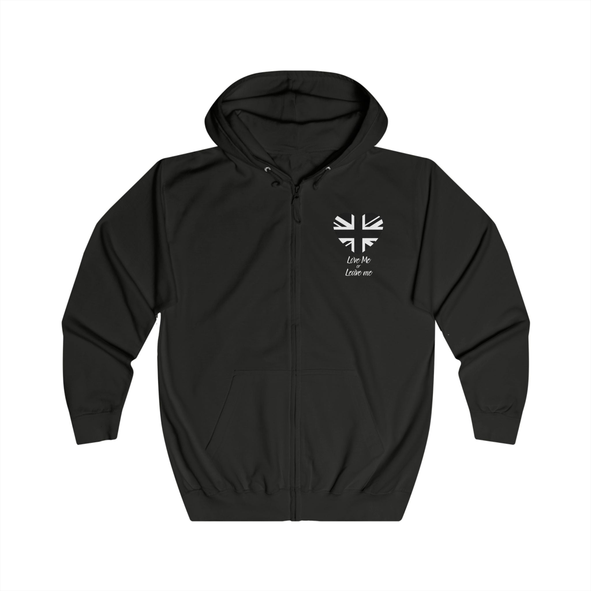 Patriotic Union Jack Love Zip Hoodie | Perfect Gift for Travelers, Fall Fashion, Casual Wear, British Pride, Love Theme