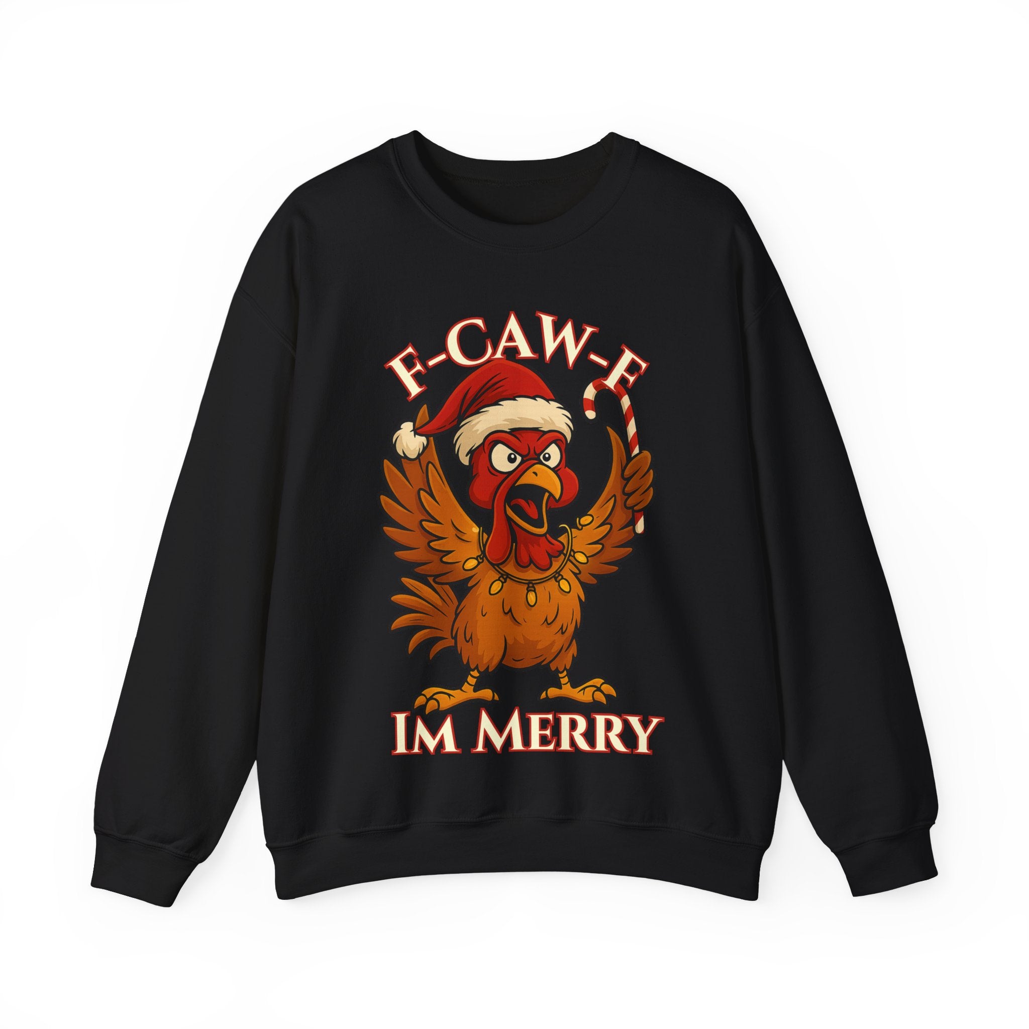 Funny Christmas Sweatshirt - 'F-Caw-F I'm Merry' Unisex Crewneck