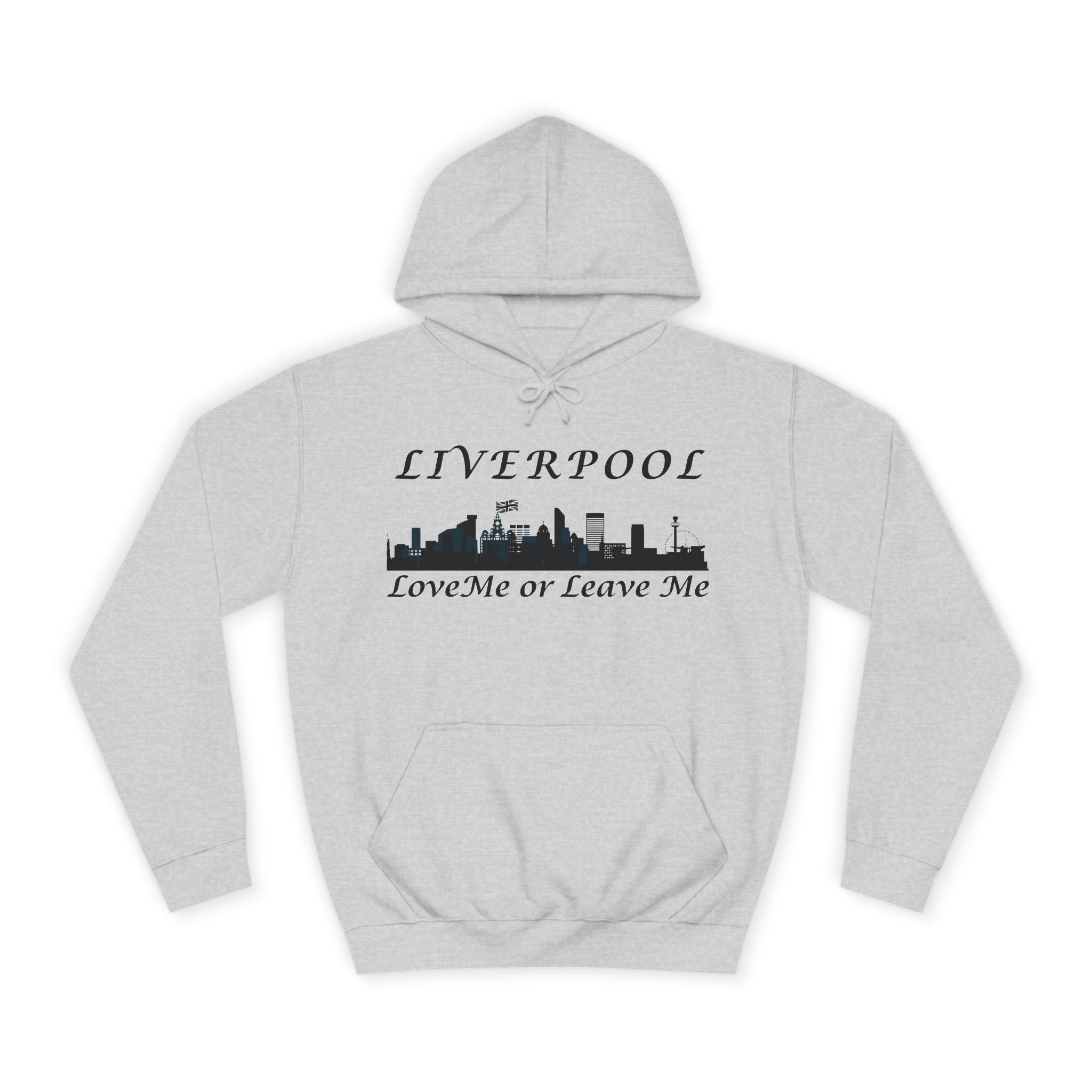 Liverpool Skyline Love or Leave Unisex College Hoodie, Cozy Sweatshirt, Perfect for College, Liverpool Fans, Casual Wear