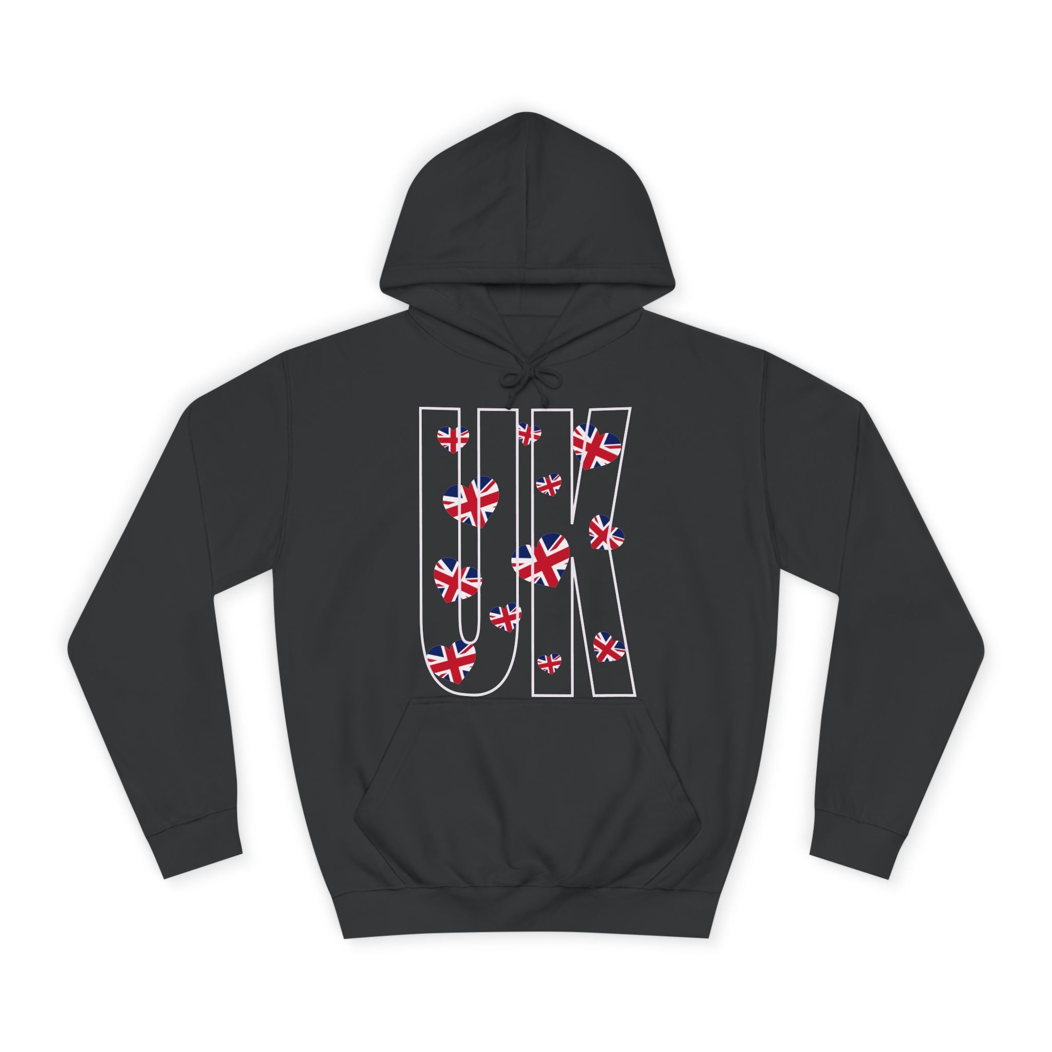 British Hearts Unisex College Hoodie, Cute Hoodie, Gift for Students, Cozy Sweatshirt, School Spirit Wear, Casual Fashion