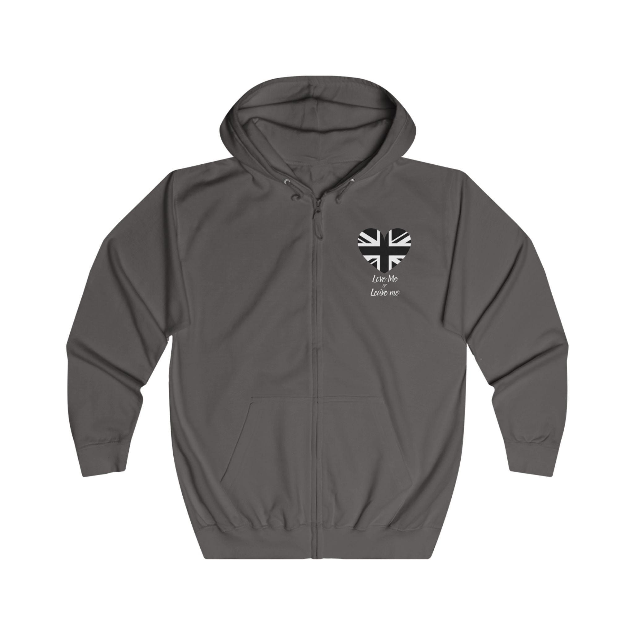 Patriotic Union Jack Love Zip Hoodie | Perfect Gift for Travelers, Fall Fashion, Casual Wear, British Pride, Love Theme