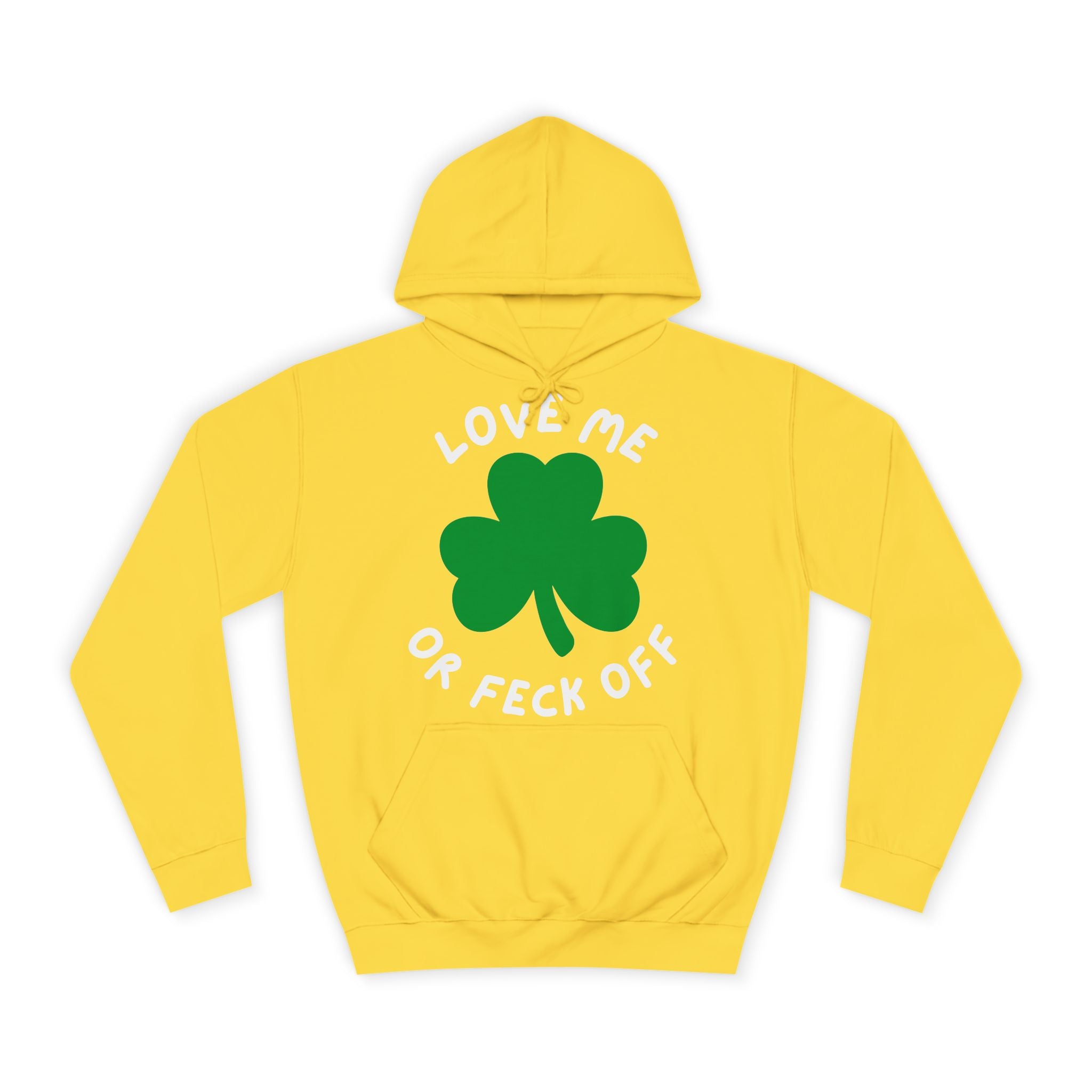 Unisex College Hoodie with Funny St. Patrick's Day Design, Cute Gift for Students, Party Wear, College Apparel, Yellow Sweatshirt