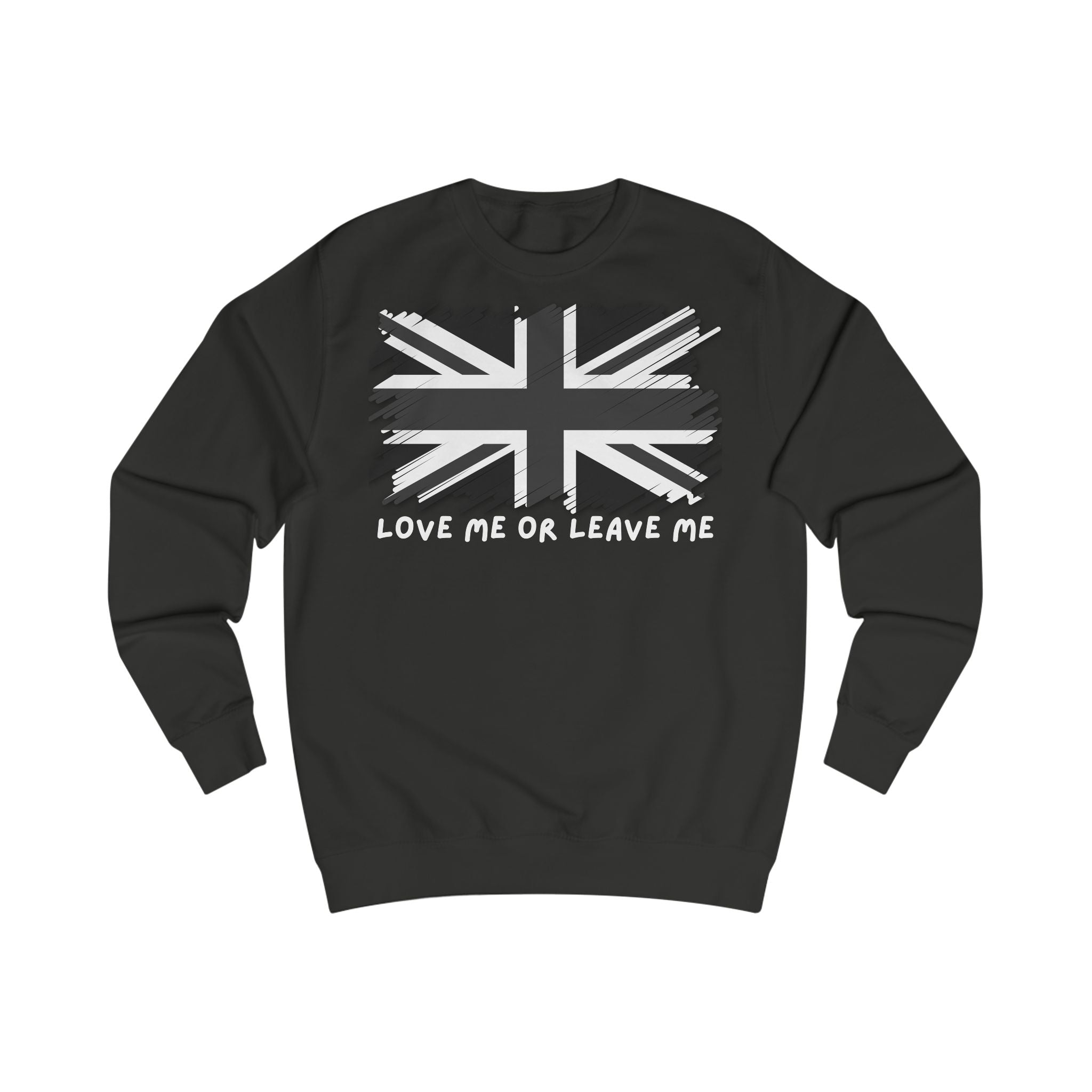 Union Jack Love Sweatshirt, Cozy Sweater, Gift for Him/Her, Casual Outfit, British Flag Apparel, Perfect for Travel
