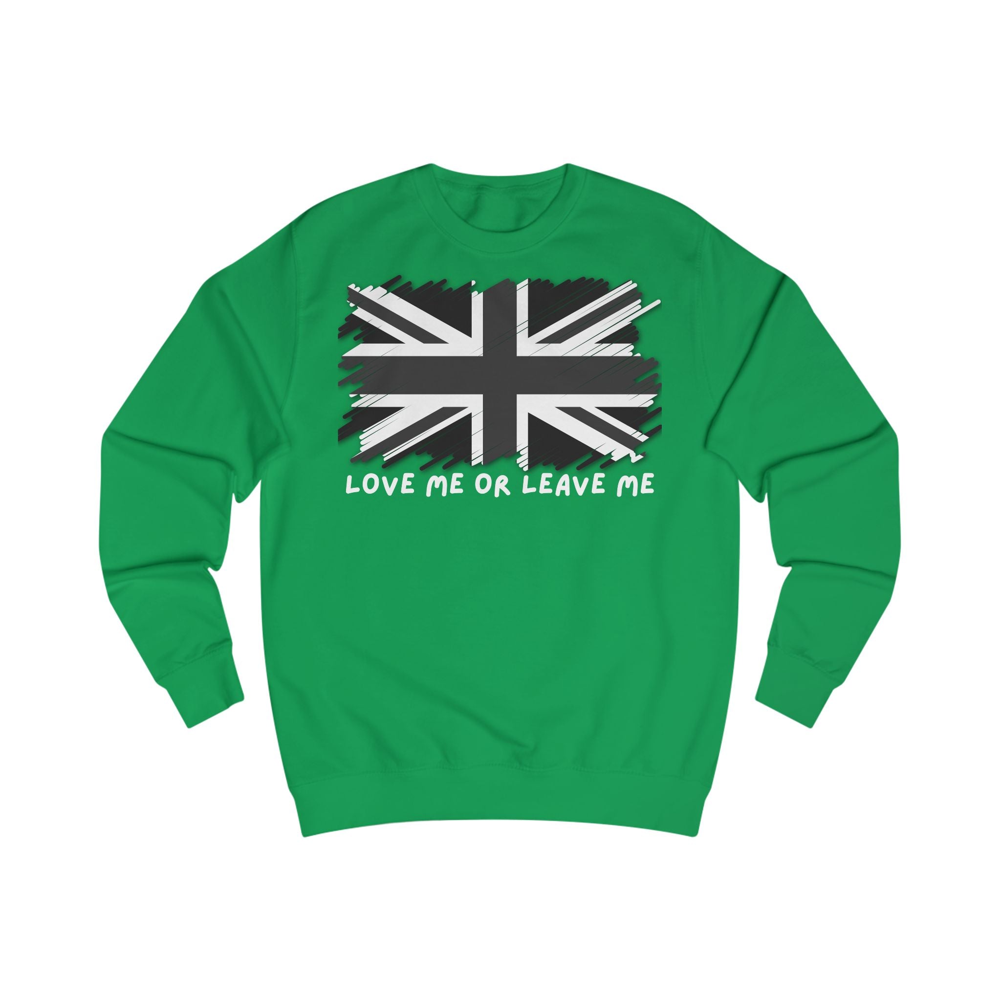 Union Jack Love Sweatshirt, Cozy Sweater, Gift for Him/Her, Casual Outfit, British Flag Apparel, Perfect for Travel