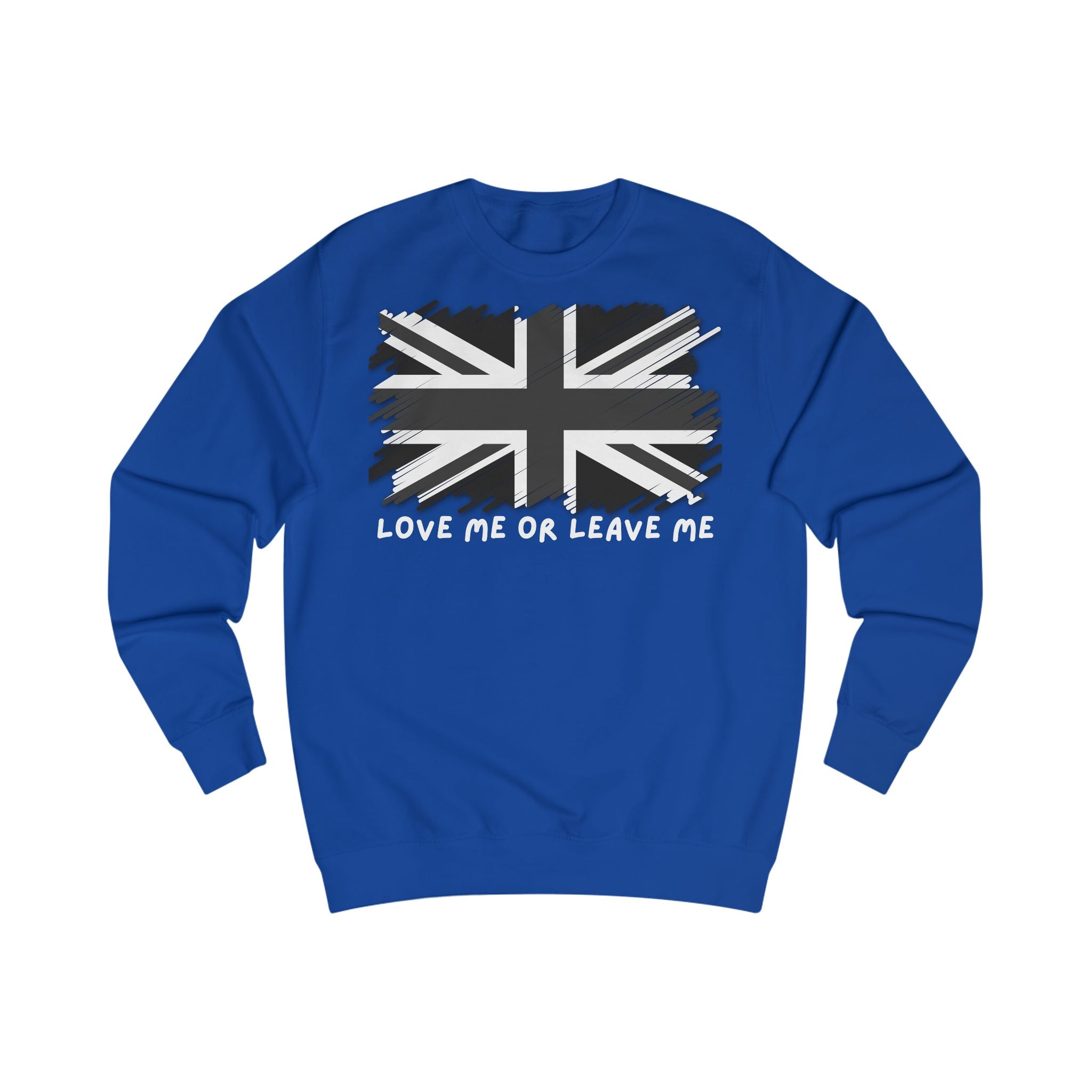 Union Jack Love Sweatshirt, Cozy Sweater, Gift for Him/Her, Casual Outfit, British Flag Apparel, Perfect for Travel