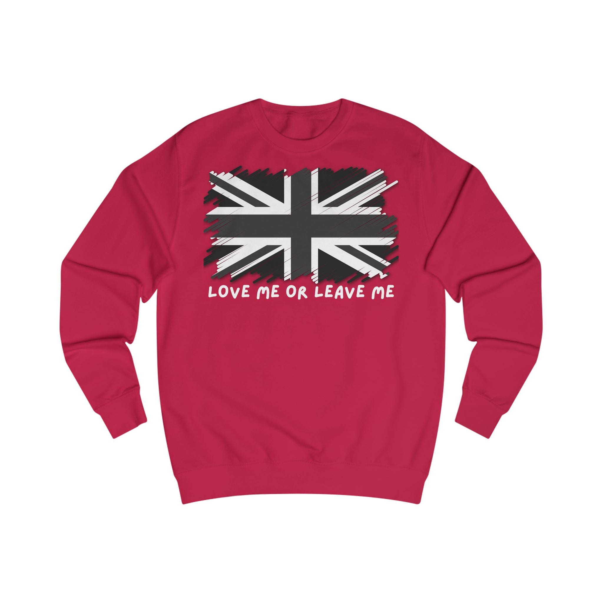 Union Jack Love Sweatshirt, Cozy Sweater, Gift for Him/Her, Casual Outfit, British Flag Apparel, Perfect for Travel
