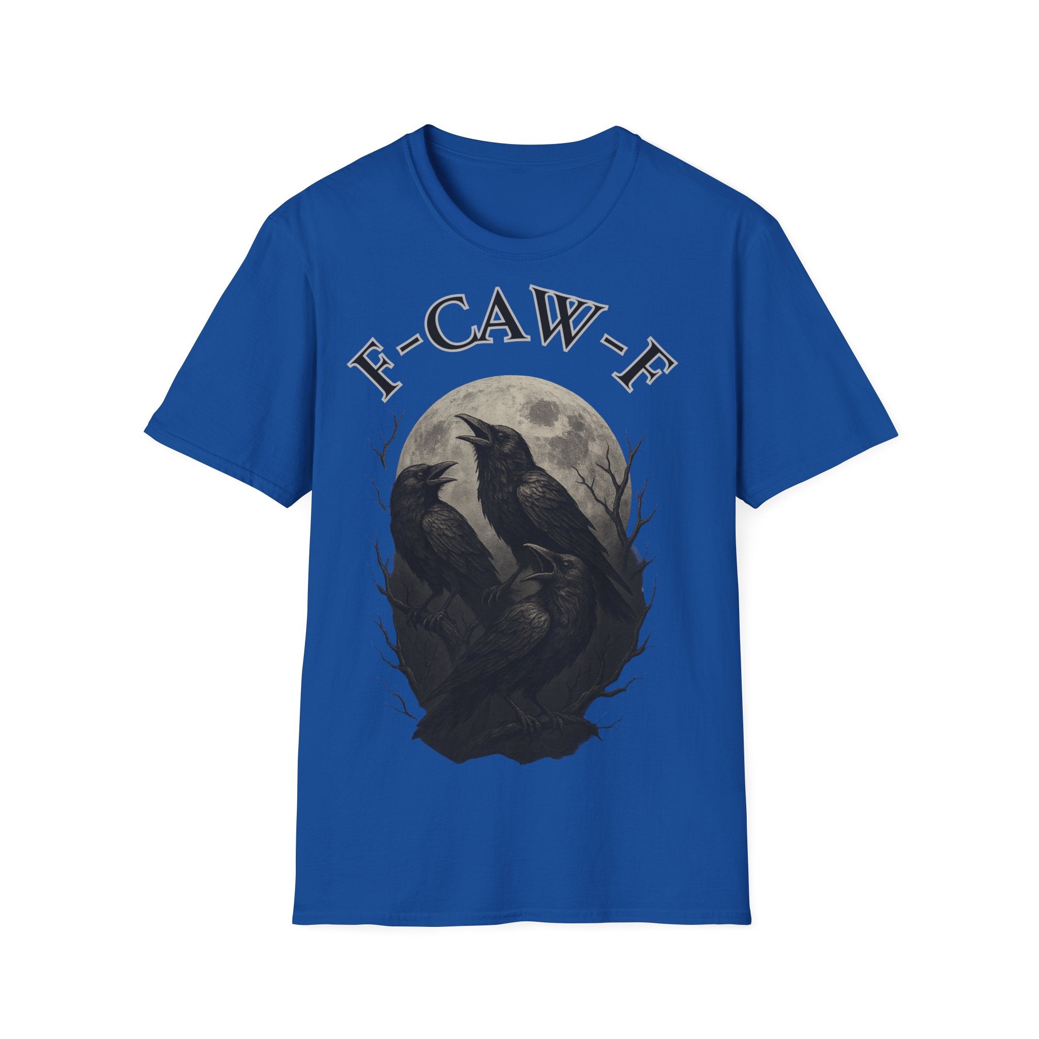 F-Caw-F Raven Graphic T-Shirt, Unisex Softstyle Tee, Gothic Apparel, Halloween, Wearable Art, Gift for Bird Lovers, Casual Style