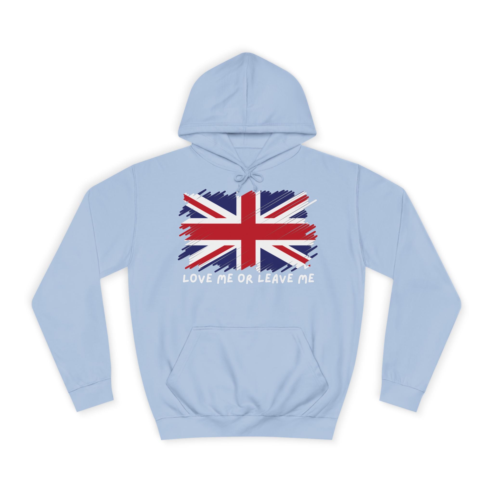 Union Jack Graphic Hoodie, British Pride Sweatshirt, Unisex College Apparel, Casual Everyday Wear, Great for Gifts