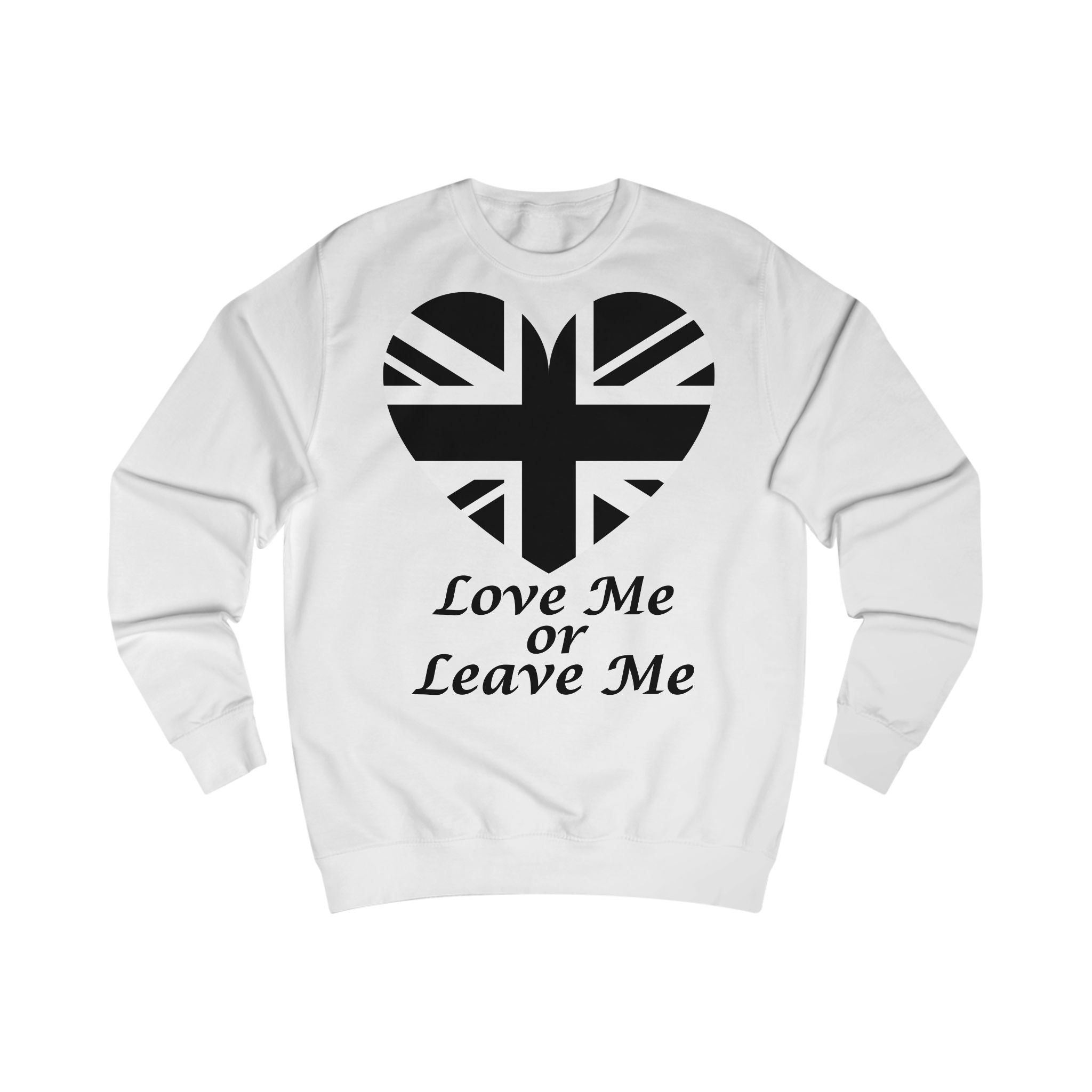 Union Jack Heart Sweatshirt, UK Pride Sweater, Love Me or Leave Me Gift, Cozy Casual Wear, Perfect for Travel & Holidays