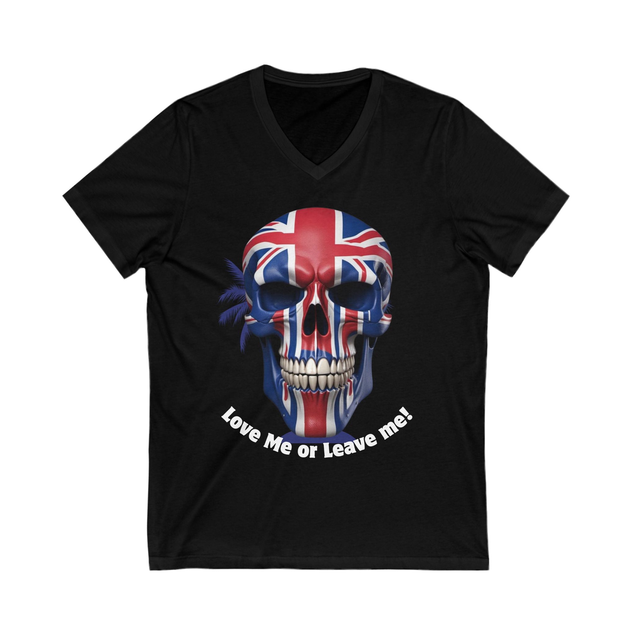 British Skull Graphic V-Neck Tee, Graphic T-Shirt, Unisex Apparel, Edgy Fashion Top, Perfect Gift
