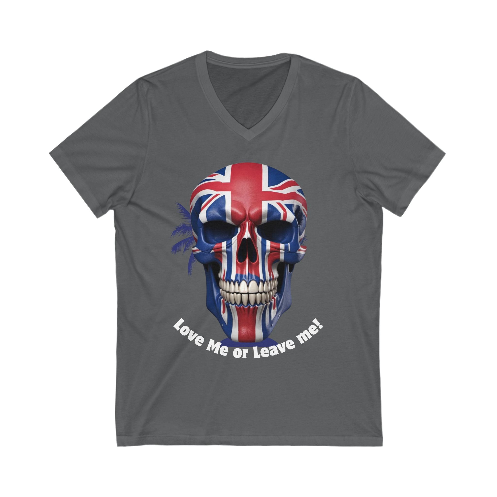 British Skull Graphic V-Neck Tee, Graphic T-Shirt, Unisex Apparel, Edgy Fashion Top, Perfect Gift