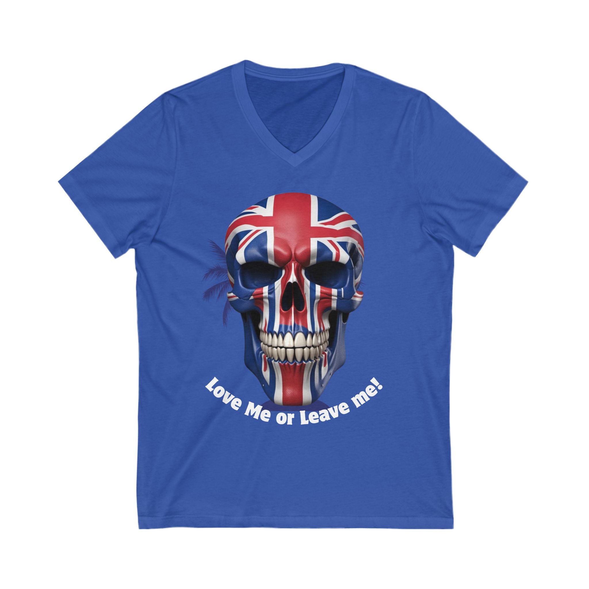 British Skull Graphic V-Neck Tee, Graphic T-Shirt, Unisex Apparel, Edgy Fashion Top, Perfect Gift