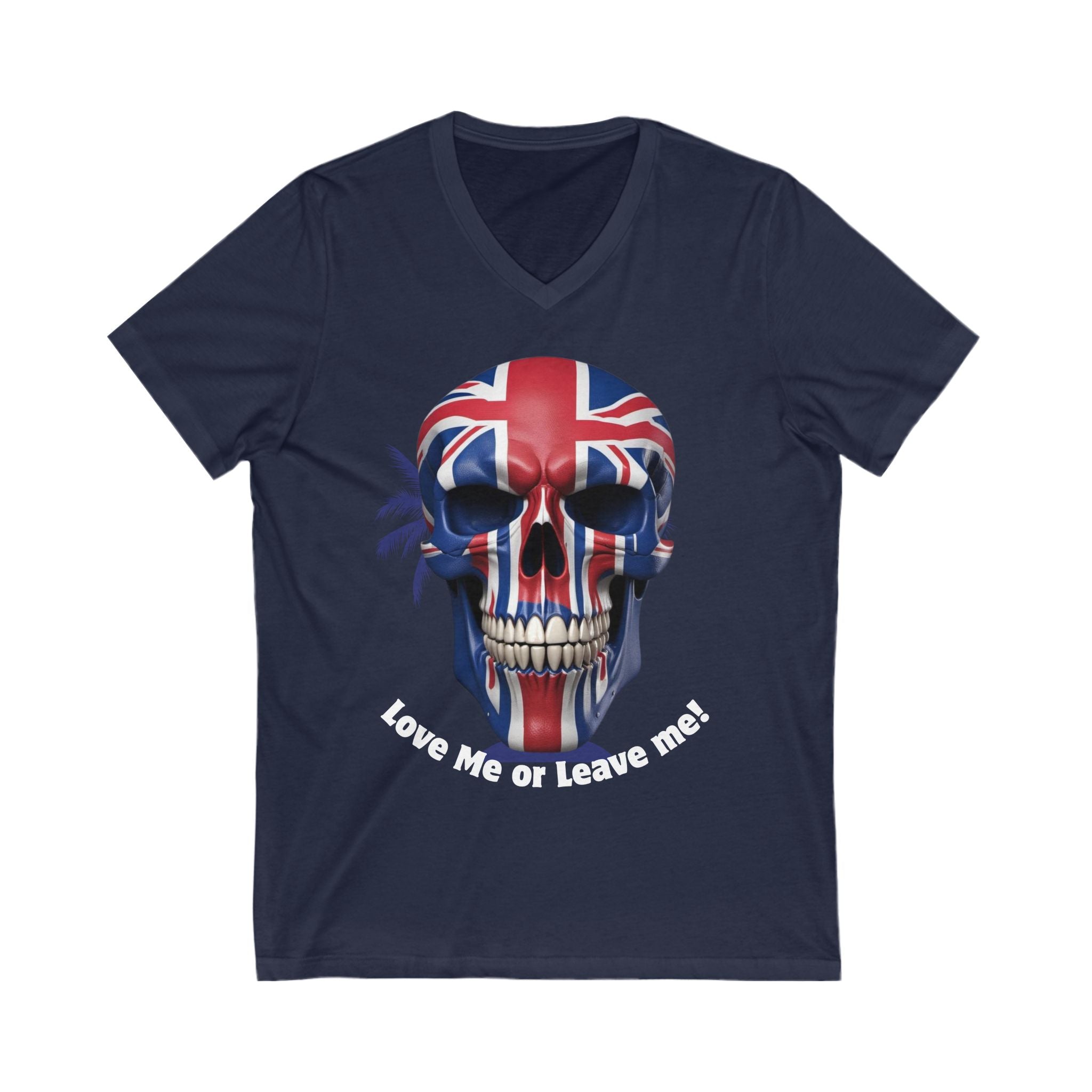 British Skull Graphic V-Neck Tee, Graphic T-Shirt, Unisex Apparel, Edgy Fashion Top, Perfect Gift