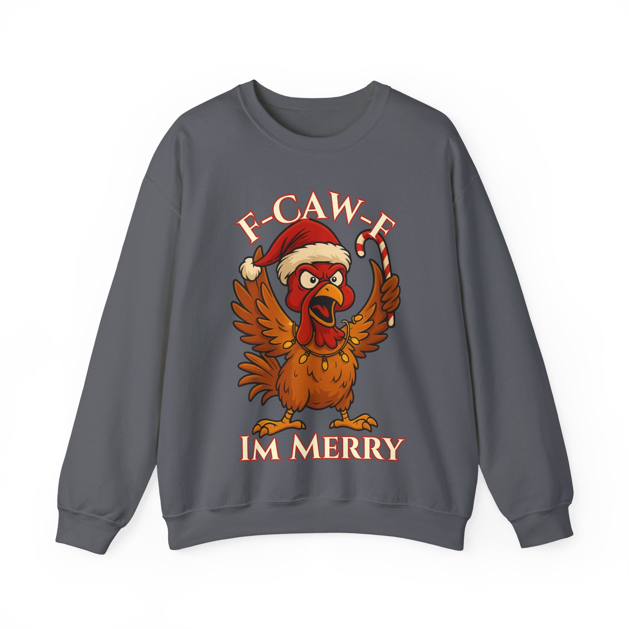 Funny Christmas Sweatshirt - 'F-Caw-F I'm Merry' Unisex Crewneck