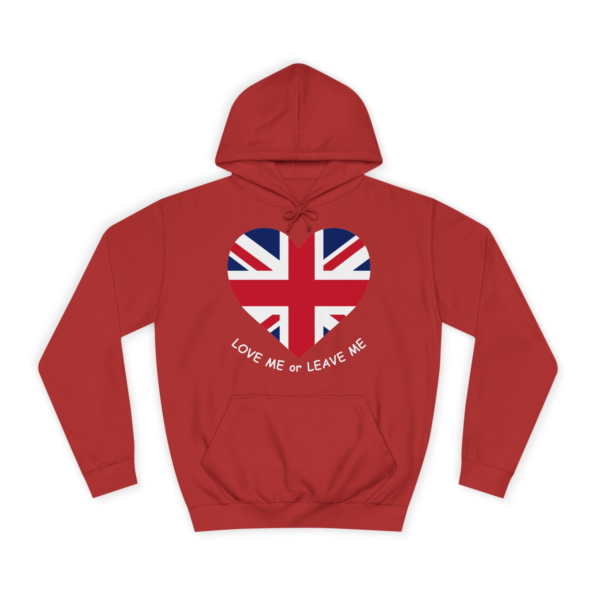 Union Jack Love Hoodie, Cozy College Sweatshirt, UK Flag Apparel, Gift for Students, British Theme Hoodie