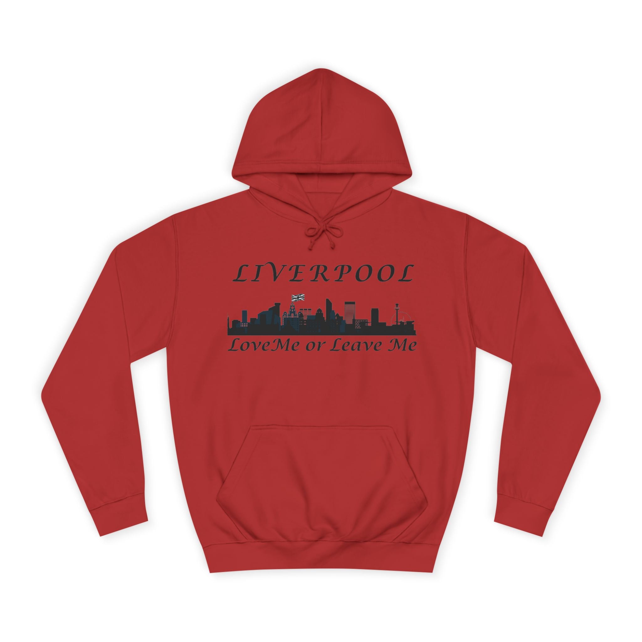 Liverpool Skyline Love or Leave Unisex College Hoodie, Cozy Sweatshirt, Perfect for College, Liverpool Fans, Casual Wear