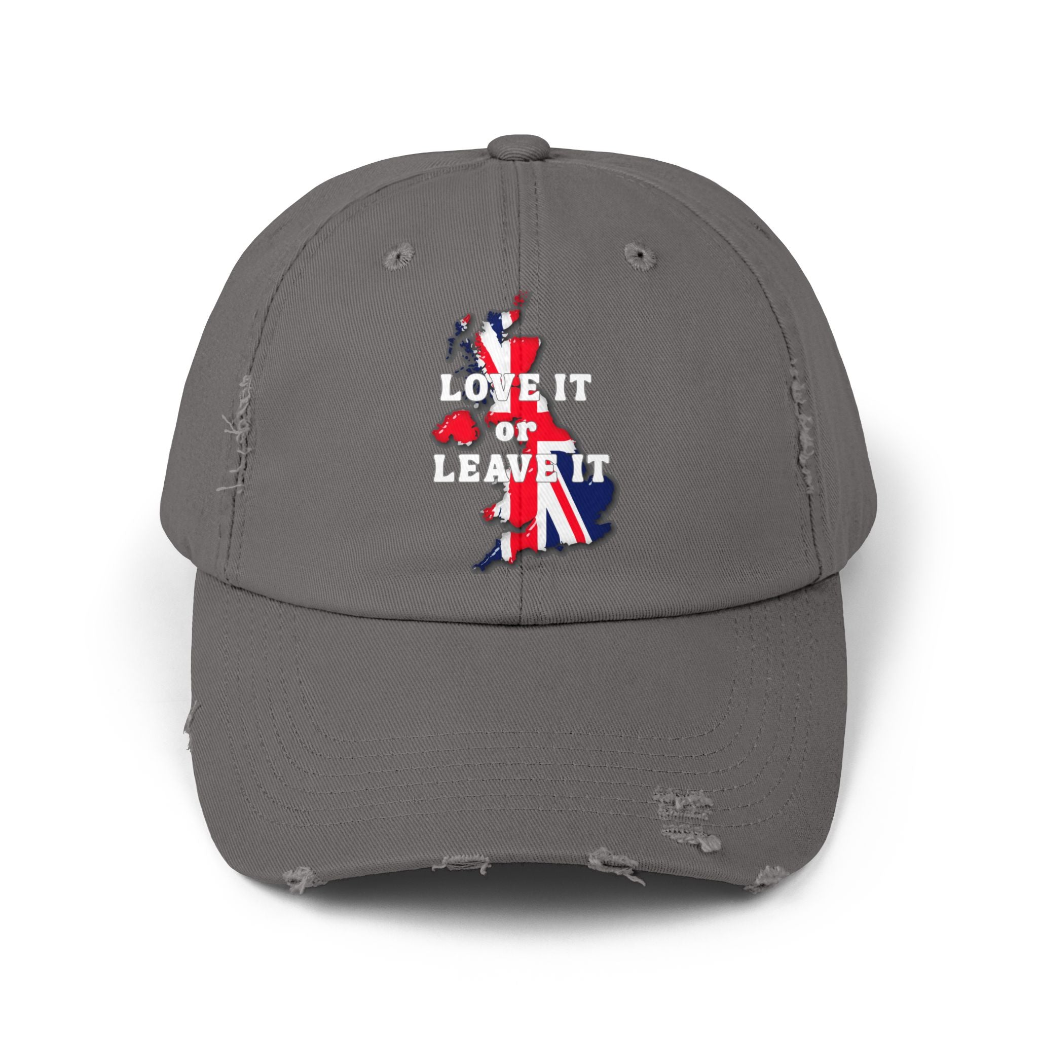 Unisex Distressed Cap - Love It or Leave It, Vintage Style Cap for Travel, Casual Wear, Gift for Him, Her