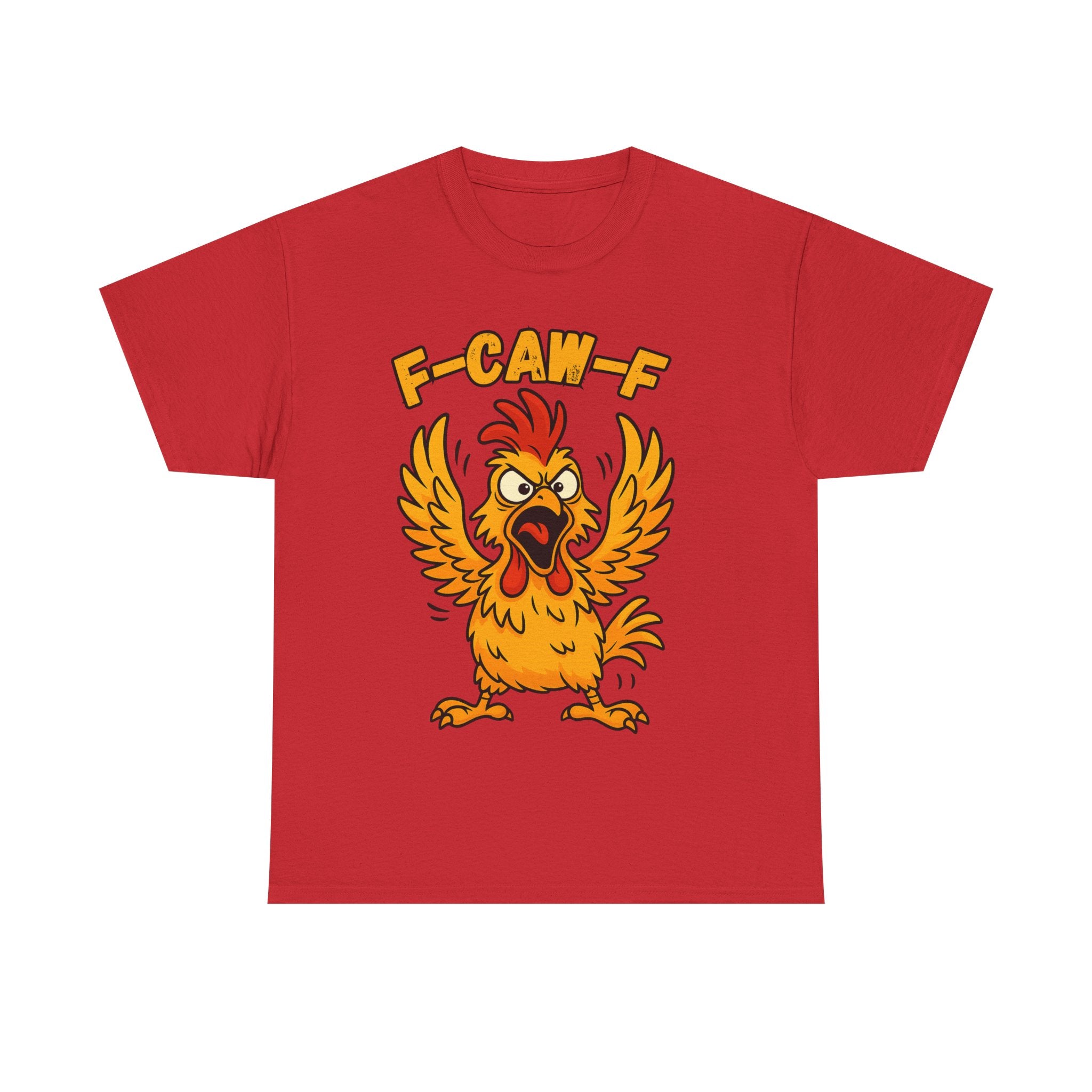 F-Caw-F Chicken Unisex Heavy Cotton Tee, Funny Graphic Tee, Animal Lover Gift, Quirky Shirt, Casual Wear, Birthday Surprise
