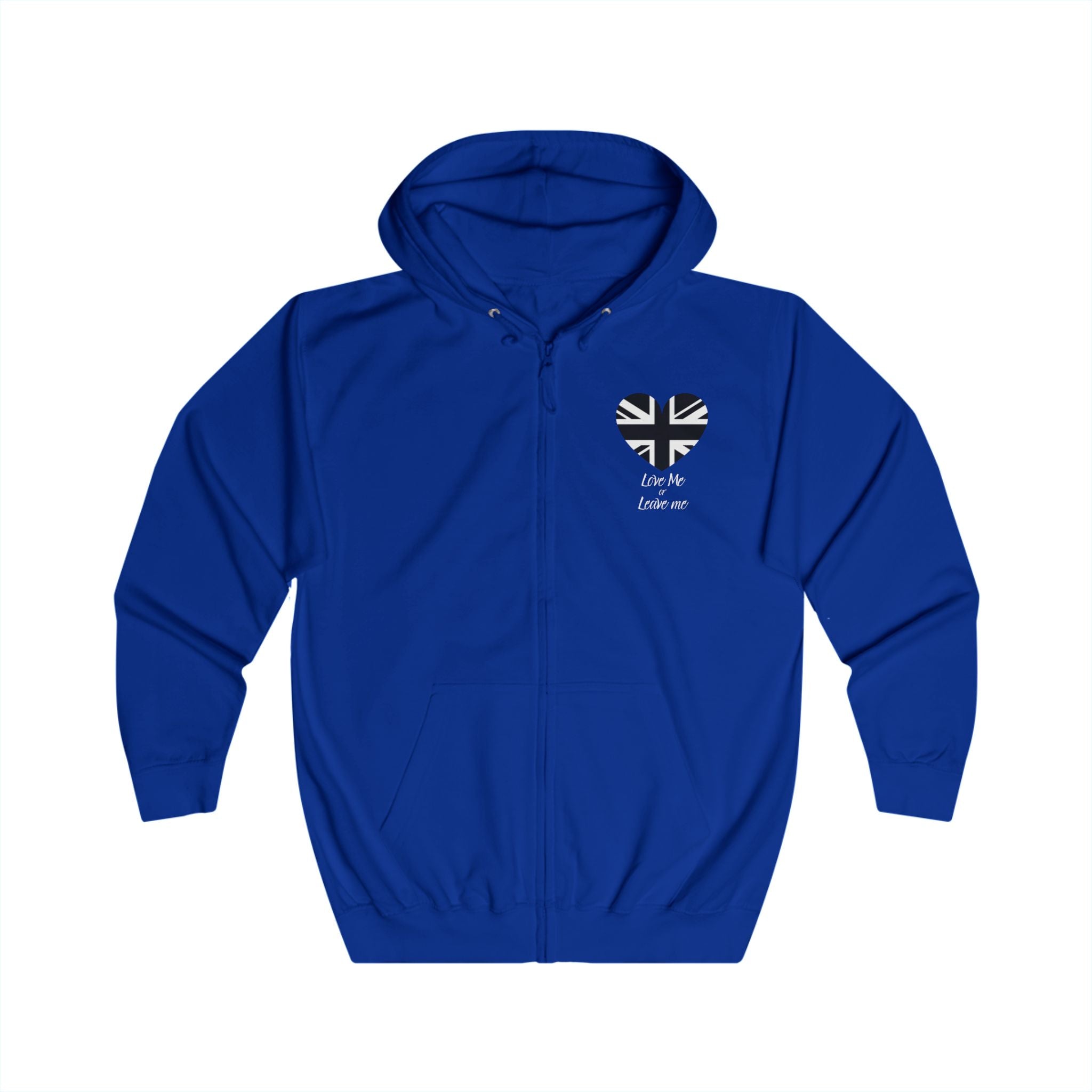 Patriotic Union Jack Love Zip Hoodie | Perfect Gift for Travelers, Fall Fashion, Casual Wear, British Pride, Love Theme
