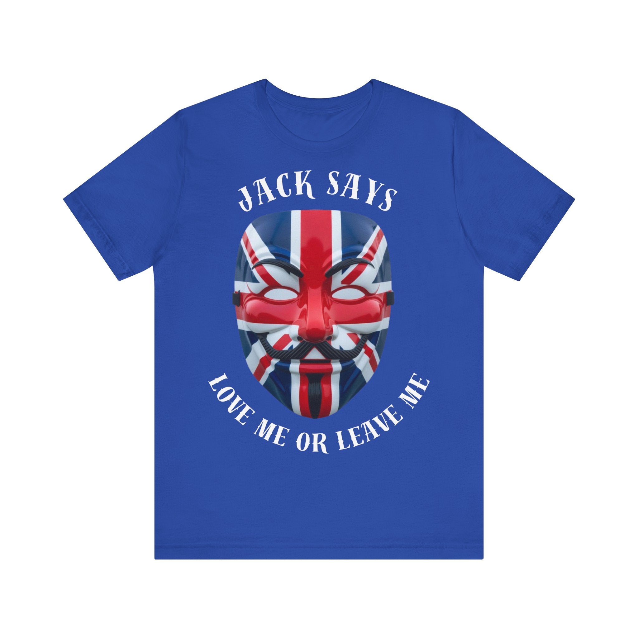 British Flag Mask Tee - Unisex Jersey Short Sleeve T-Shirt, Patriot Gift, Festival Shirt, Statement Tee, Casual Wear