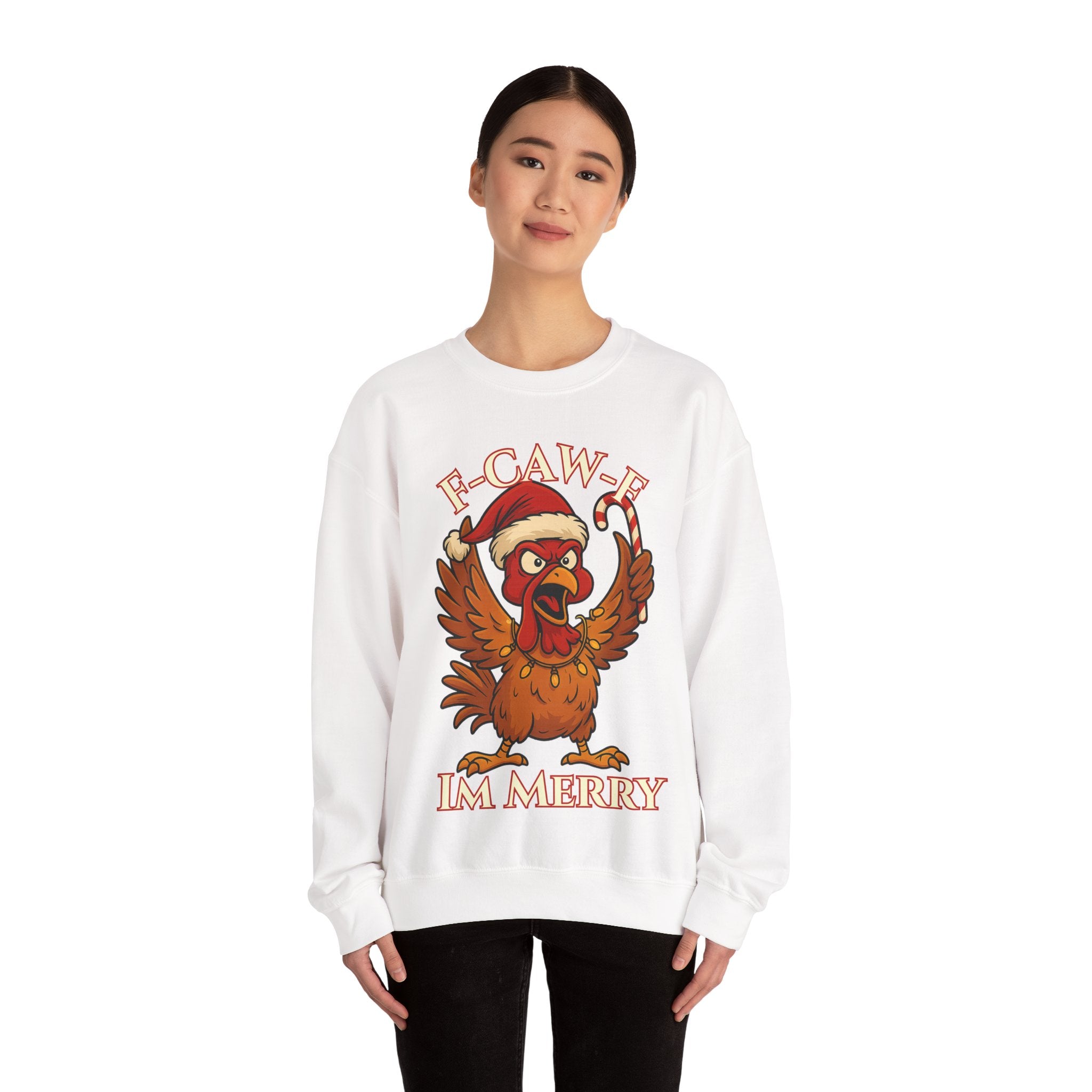 Funny Christmas Sweatshirt - 'F-Caw-F I'm Merry' Unisex Crewneck