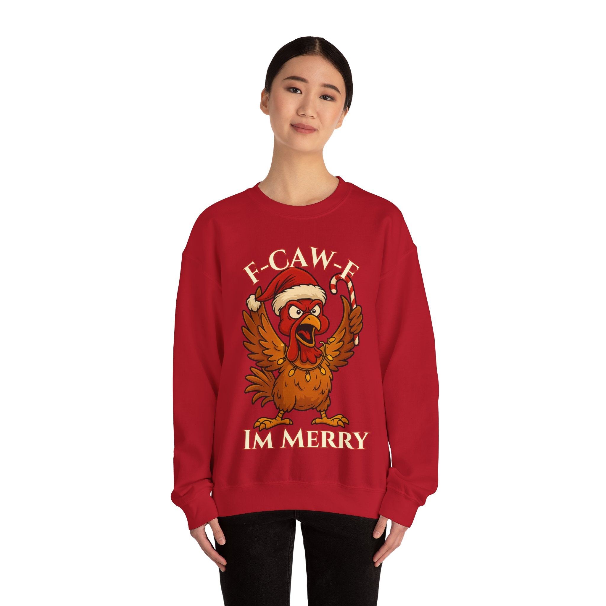 Funny Christmas Sweatshirt - 'F-Caw-F I'm Merry' Unisex Crewneck