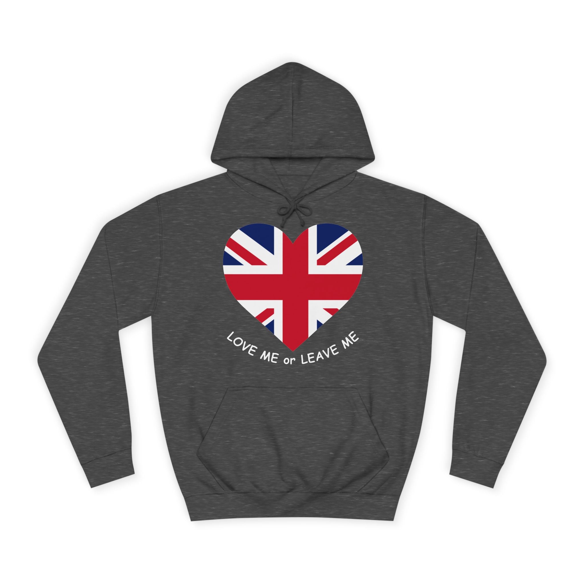 Union Jack Love Hoodie, Cozy College Sweatshirt, UK Flag Apparel, Gift for Students, British Theme Hoodie