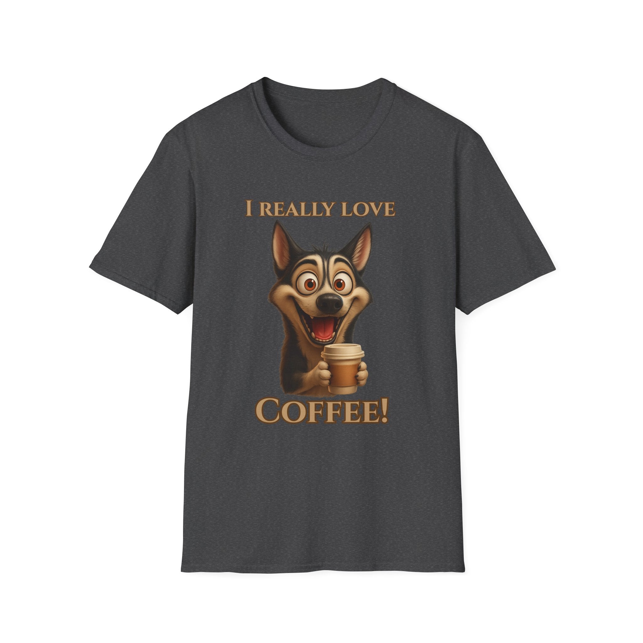 Coffee Lover Unisex Tee, Funny Dog T-Shirt, Cute Pet Apparel, Gift for Dog Lovers, Birthday and Coffee Enthusiasts