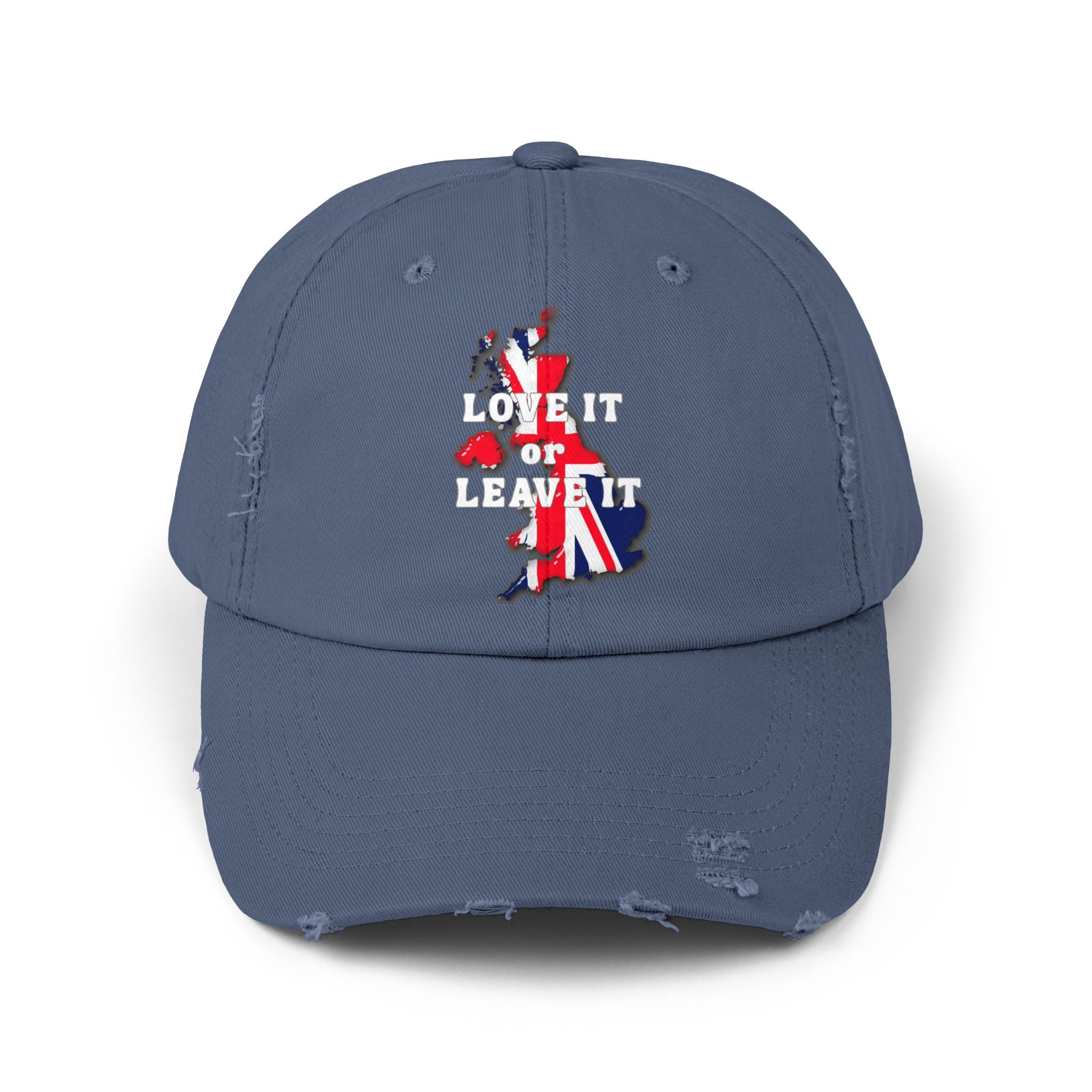 Unisex Distressed Cap - Love It or Leave It, Vintage Style Cap for Travel, Casual Wear, Gift for Him, Her