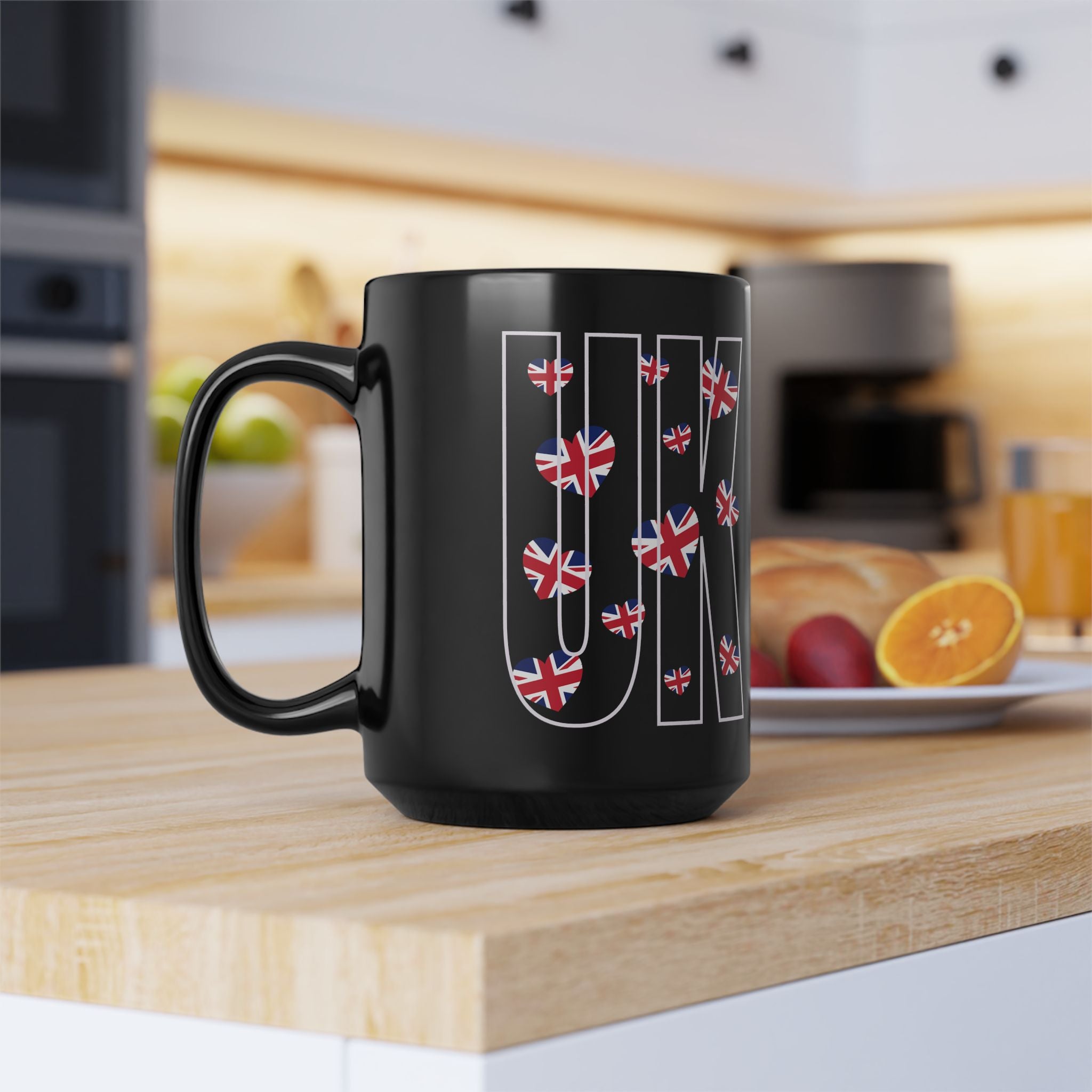 UK Pride Black Mug, 15oz - Perfect for Coffee Lovers, British Theme, Gift for Him/Her, Birthday, Celebration, Home Decor