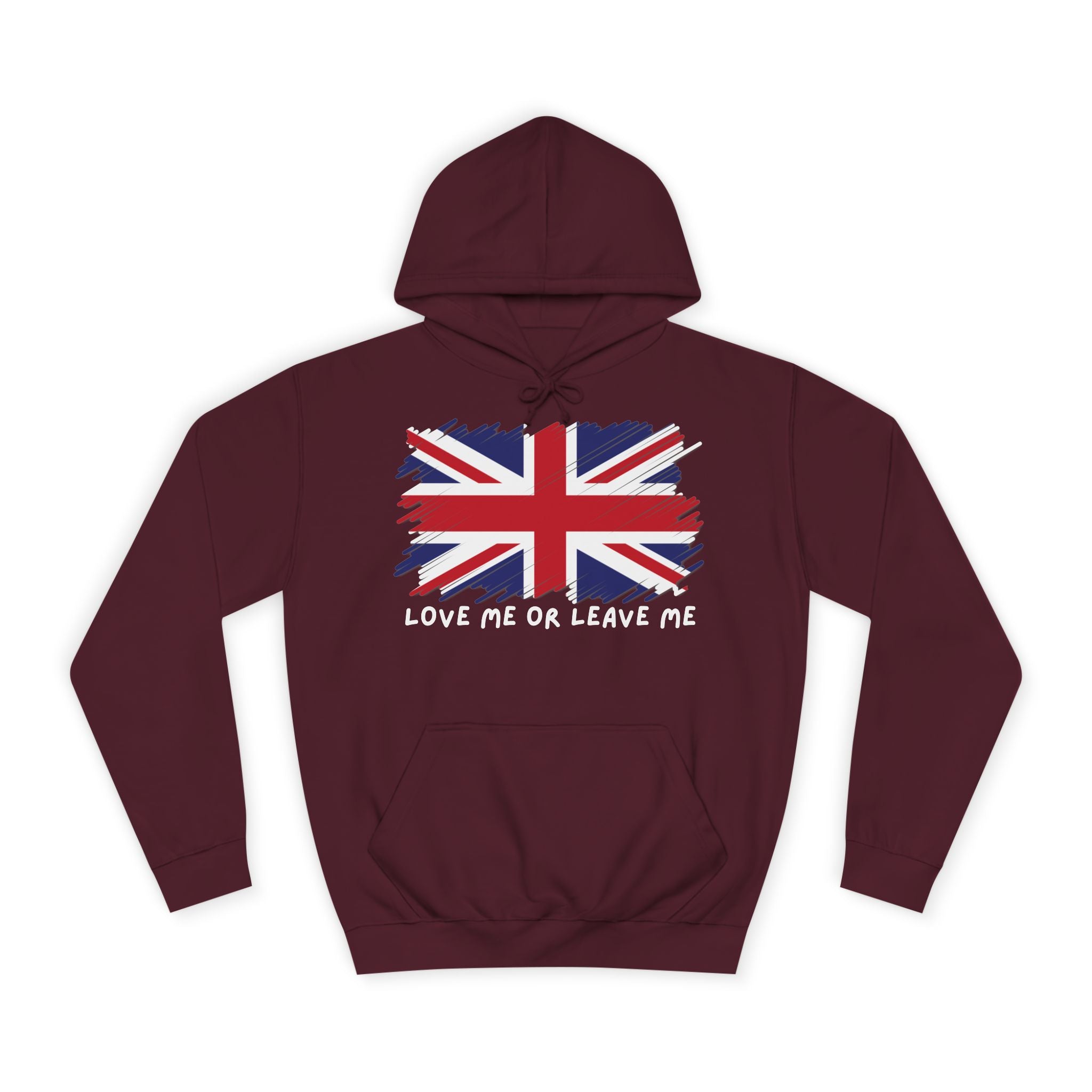 Union Jack Graphic Hoodie, British Pride Sweatshirt, Unisex College Apparel, Casual Everyday Wear, Great for Gifts