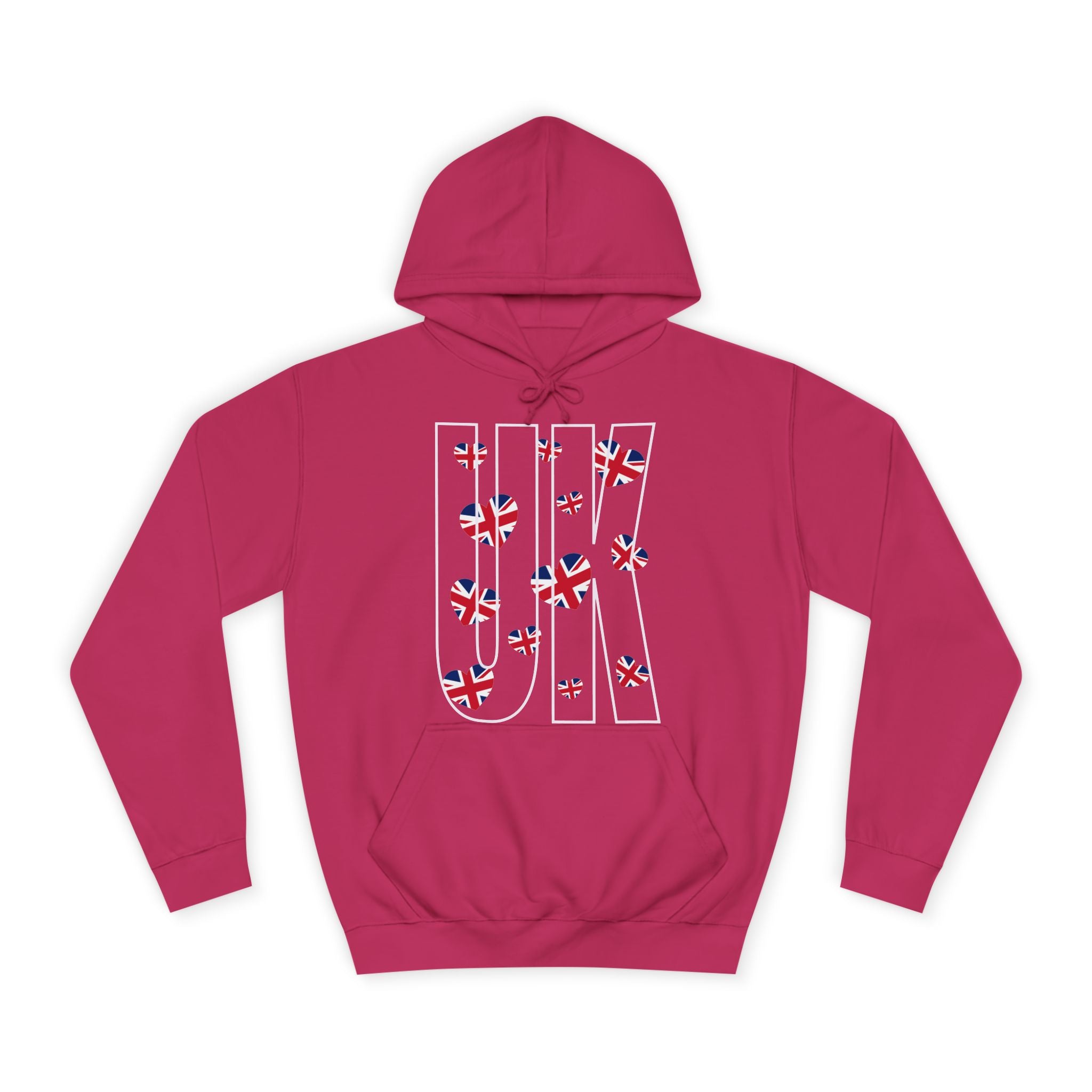 British Hearts Unisex College Hoodie, Cute Hoodie, Gift for Students, Cozy Sweatshirt, School Spirit Wear, Casual Fashion