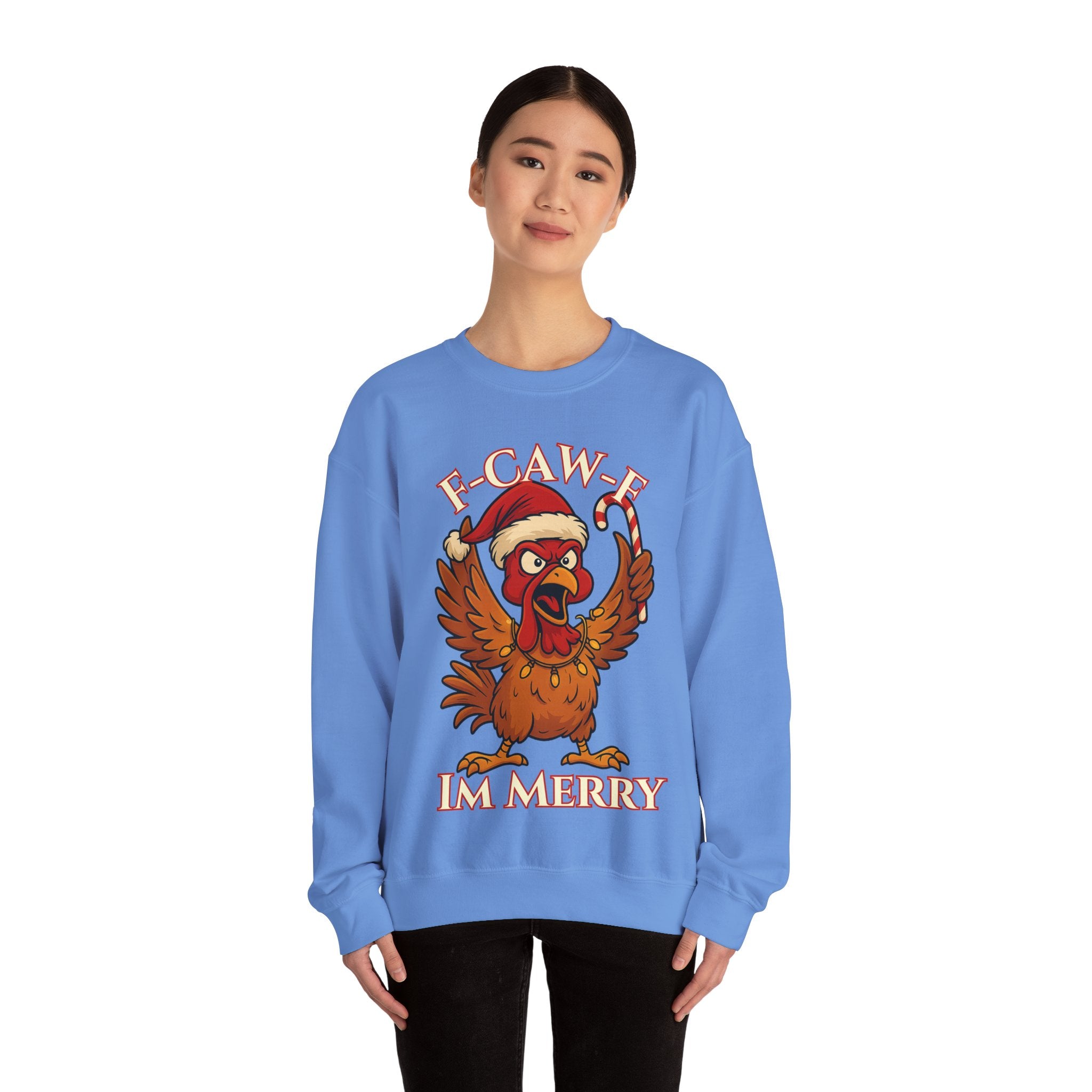 Funny Christmas Sweatshirt - 'F-Caw-F I'm Merry' Unisex Crewneck