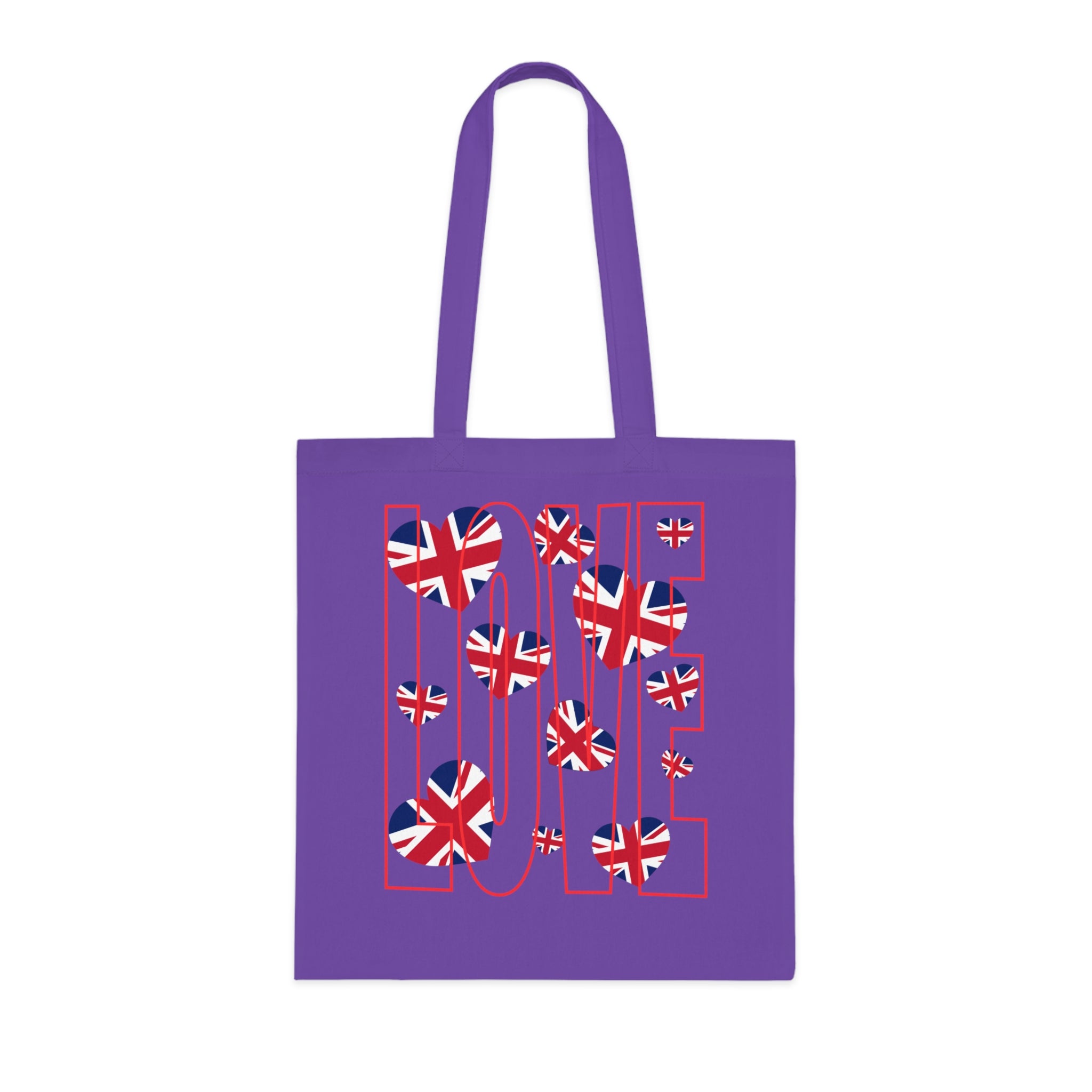 Union Jack Love Tote Bag | Stylish Reusable Cotton Canvas | Perfect for Shopping, Gifts, or Celebrations